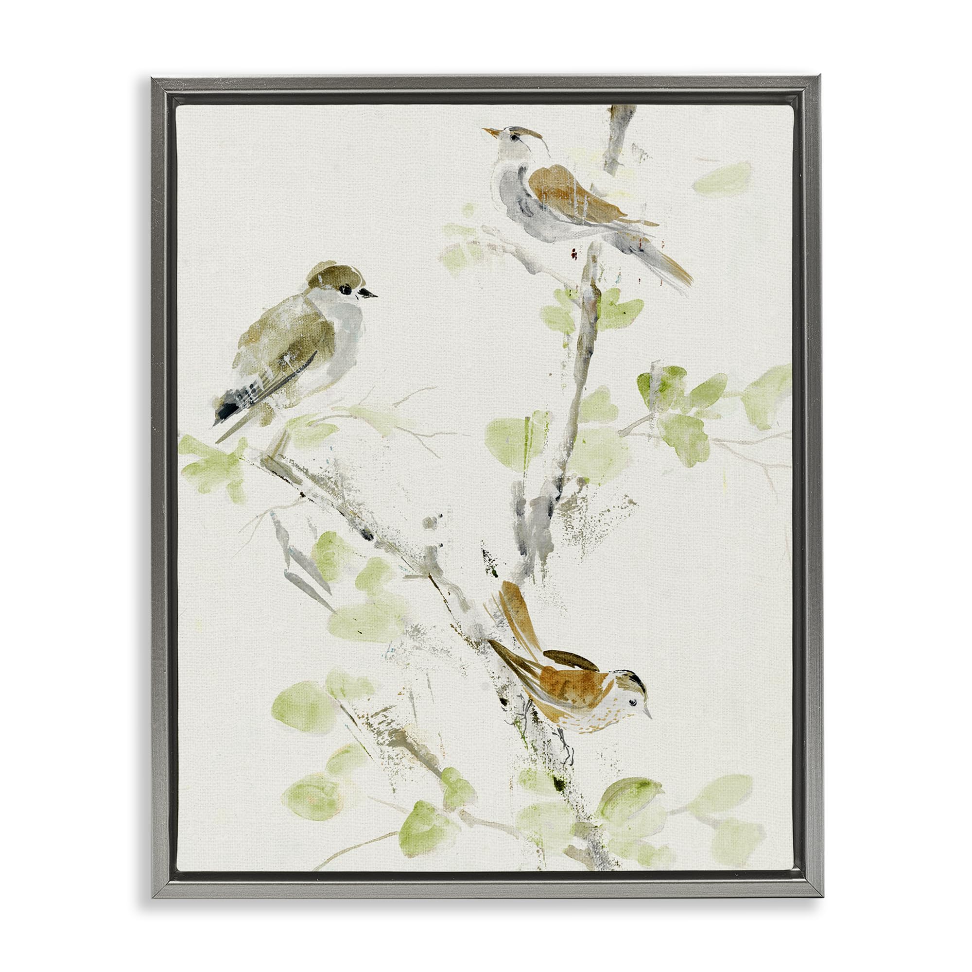 Stupell Industries 'Delicate Feathers Abstraction', Floating Frame Canvas Art, Gray, 25 x 31 Inches, Easy to Hang and Sturdy, Made in USA, by Lorenzo Collective