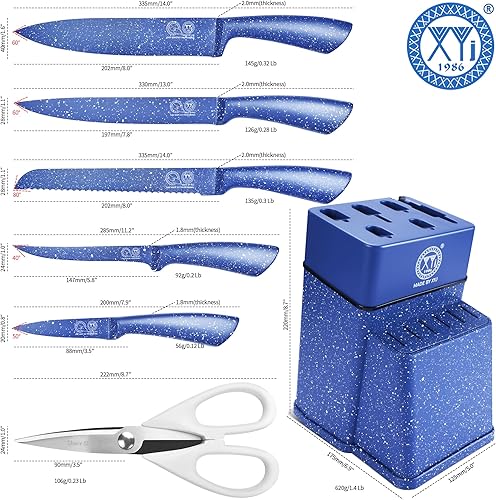 Miniatura 2 de XYJ Auténtico desde 1986, juego de cuchillos de cocina, juego de cuchillos de cocina de acero inoxidable con soporte para cuchillos, cuchillo de