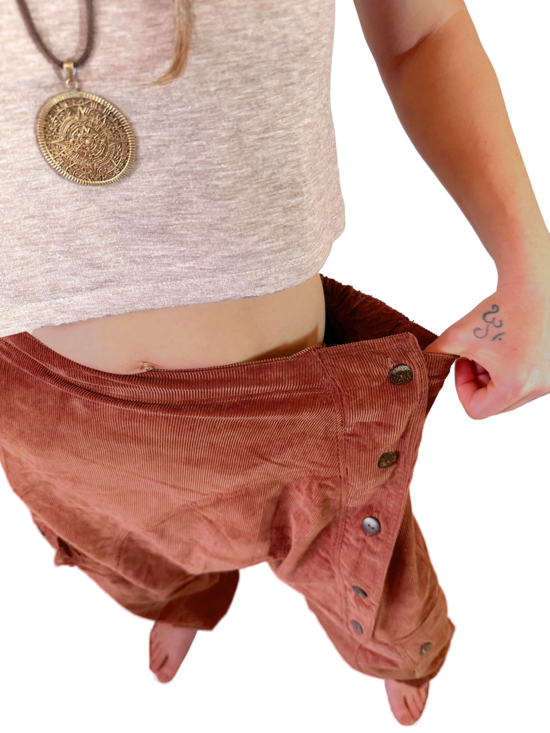 Unisex Cord Haremshose - 100% Baumwolle, Pumphose für Männer & Frauen Pluderhose Aladinhose Goa-Hose