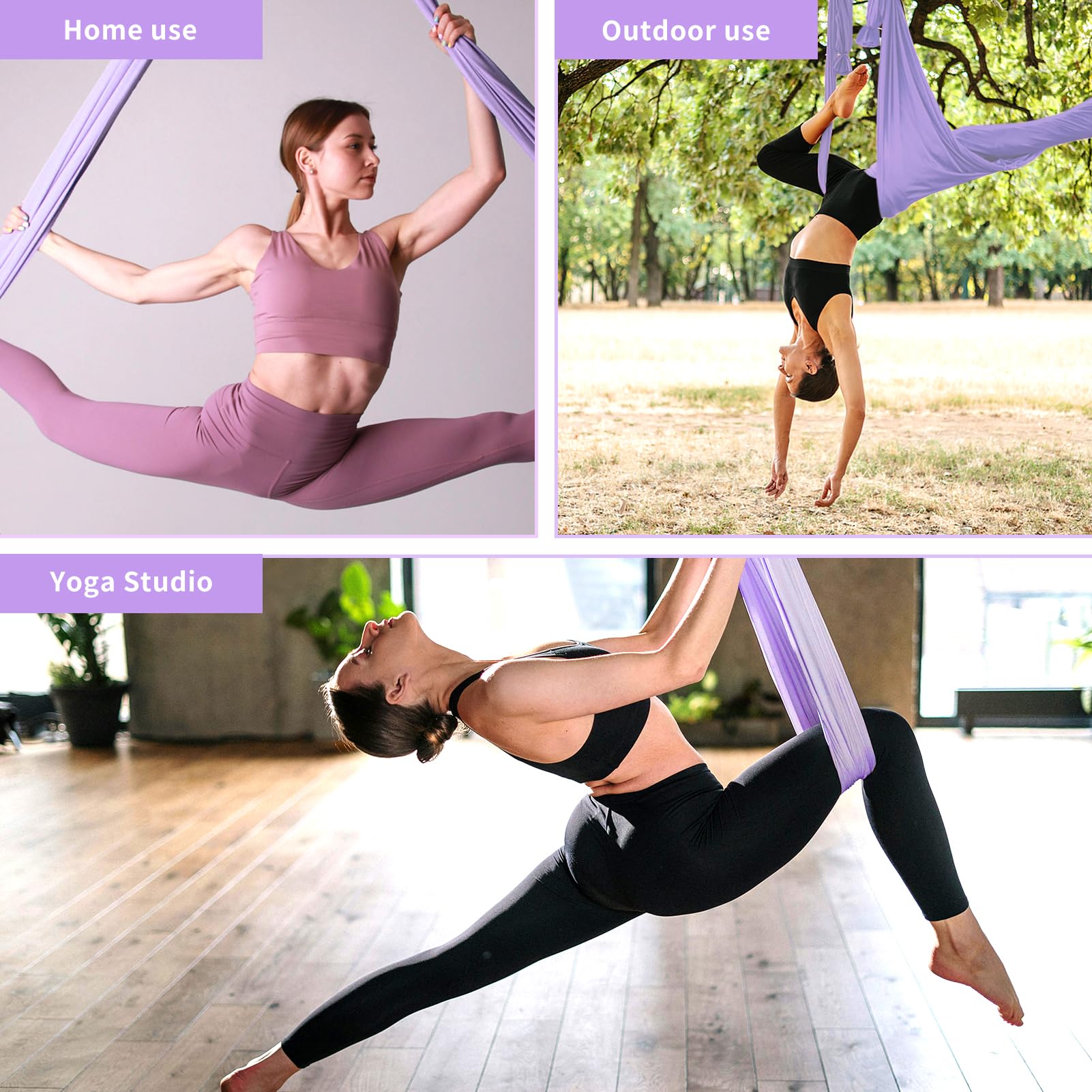 Anti-zwaartekracht Aerial Yoga Fitness Hangmat, Hoogteaanpassingen, Hangende Handgreep Inversie Swing Sling Hangmat voor Ontspanning en Blessurevrije Oefening (Hemelsblauw en