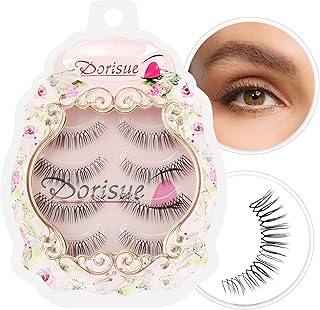 Dorisue Short natural eyelashes false eyelashes natural wispy lashes 4 eyelashes pack lashes pack