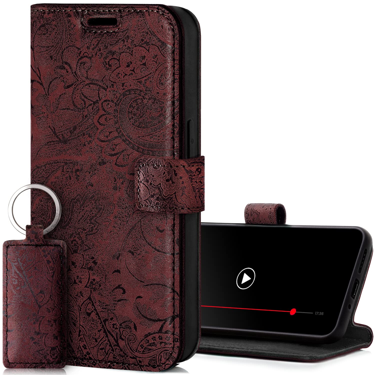 SURAZO Leather Wallet Mobile Phone Case Compatible with Samsung Galaxy A55 - Flip & Fold Smartphone Case with Stand RFID Blocker Magnet Closure, 3 Slots for Bank Cards - Handcrafted European Leather