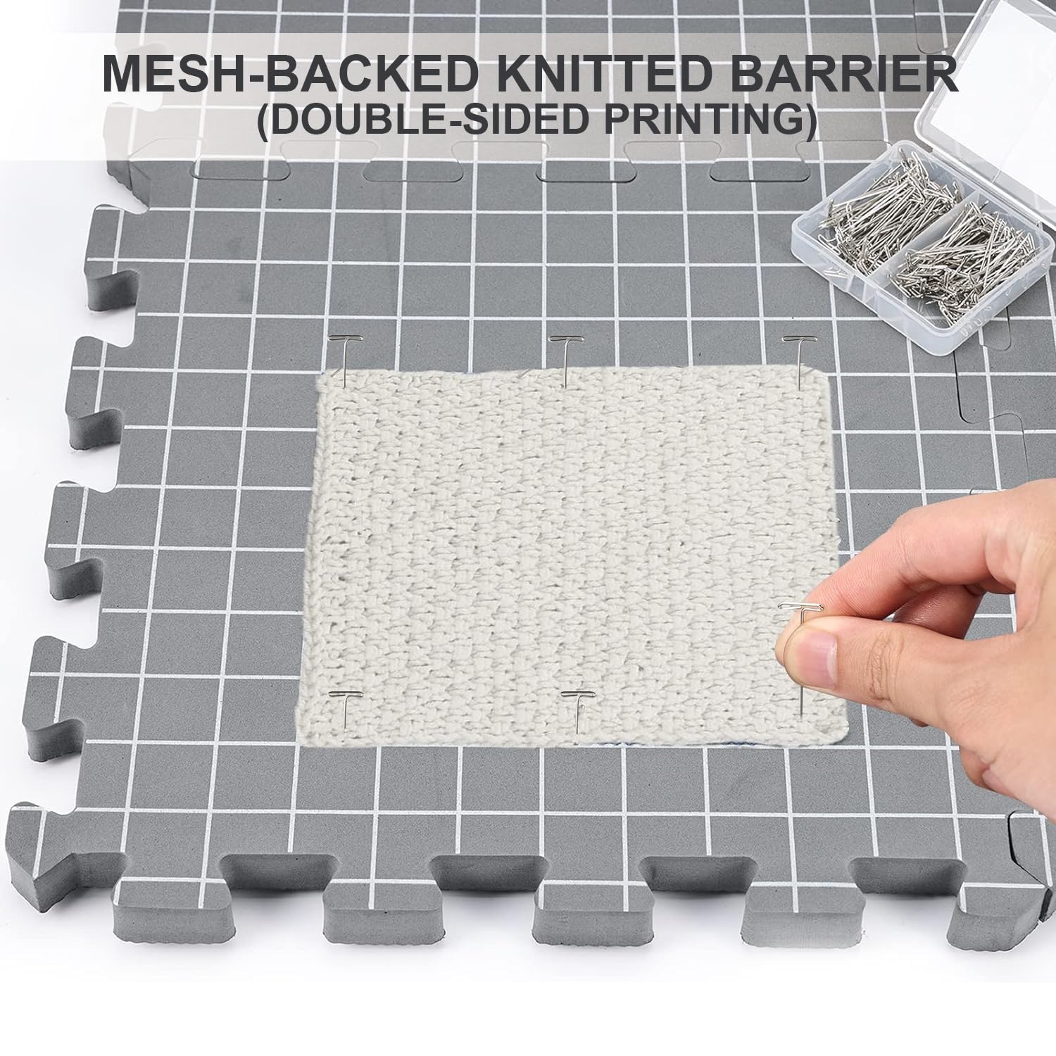 Tappetini Di Bloccaggio Per Uncinetto,Blocking Mats For Knitting,9 Pcs Lavori a Maglia Di Tavole Di Blocco Extra Spesse Con Griglie,100 Punti t,Per Progetti Di Uncinetto e Infeltrimento(Grigio)