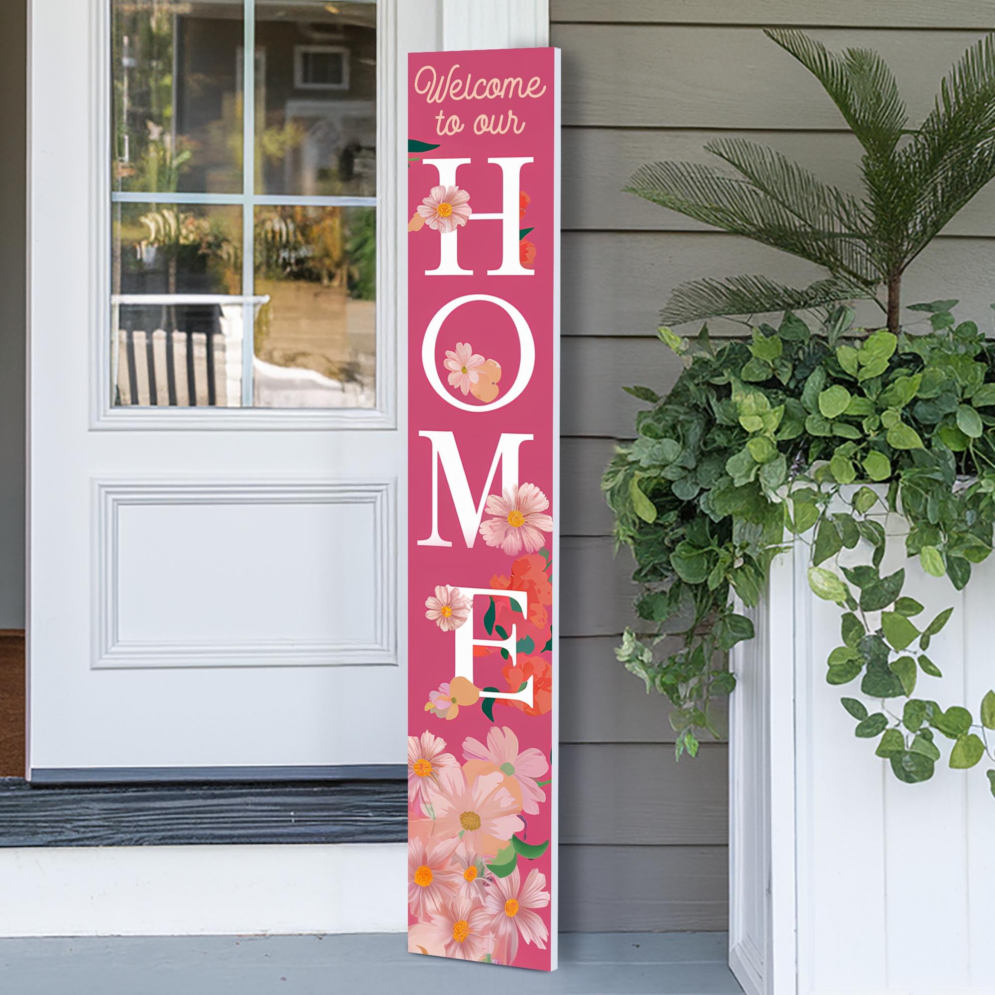 8"x48" Spring Welcome Sign for Front Porch, Hello Spring Porch Sign for Front Door, Durable PVC Welcome Home Decorations for Outdoors p1 (Design 14)