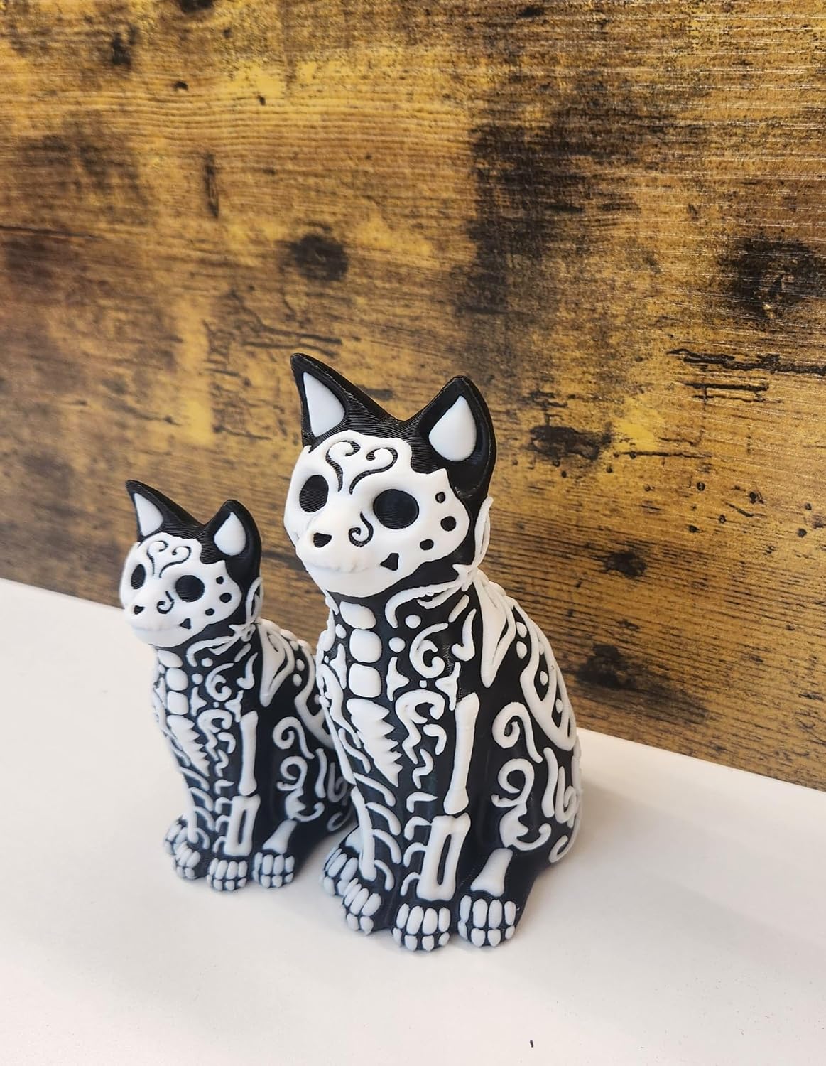 Skeleton Cat Glow in The Dark or Bright White Bones - Halloween 3D Printed Figurine (Bright White, Small)
