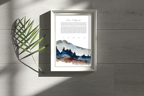 Miniatura 4 de Maybie & Co. Arte enmarcado personalizado de Ketubah del bosque de montaña Contrato de amor de arte judío Contrato de matrimonio interreligioso