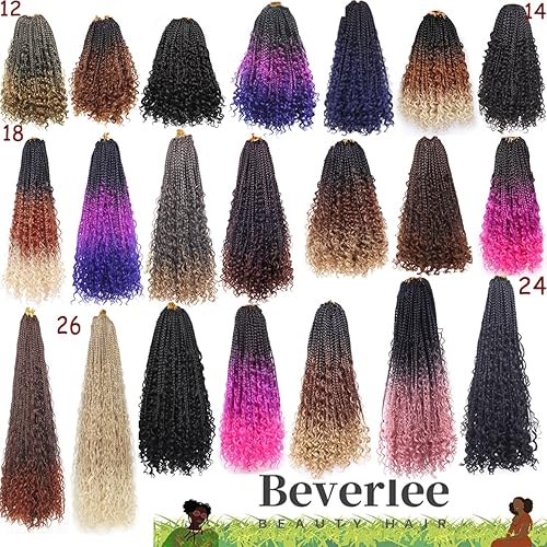 Miniatura 5 de Beverlee Trenzas bohemias de 14 pulgadas, 8 paquetes de trenzas de caja Goddess de pelo bohemio hippie, trenzas trenzadas con extremos rizados, pelo