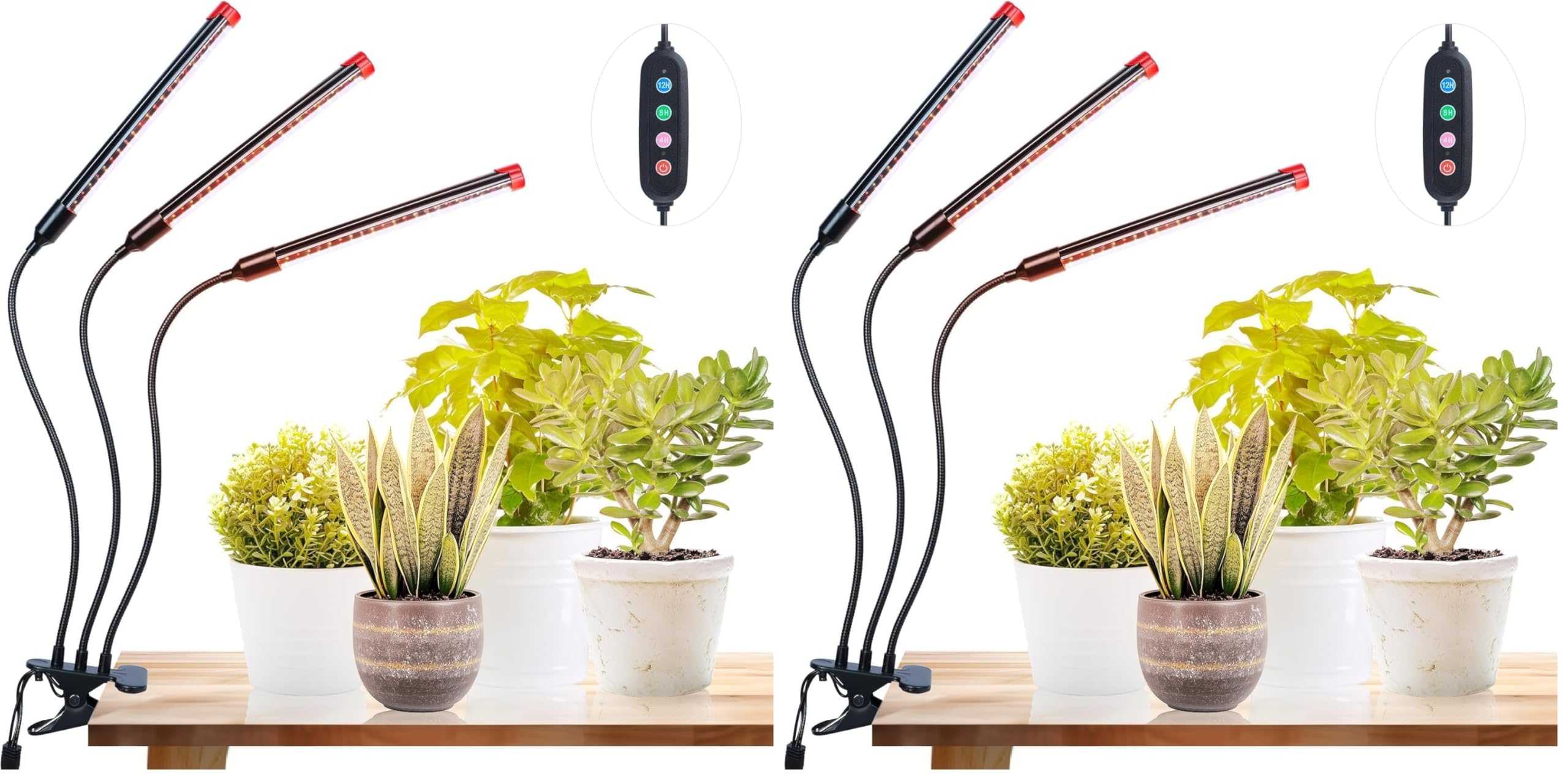FRGROW Pflanzenlampe LED 27W, Vollspektrum Pflanzenlicht für Zimmerpflanzen, Pflanzenleuchte, Wachstumslampe für Pflanzen Gemüse, Präziser Timer Pflanzenlampen Fokussierfunktion (Packung mit 2)