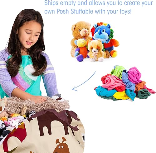 Miniatura 404 de Posh Funda de Silla Puf Rellenable para Almacenamiento de Animales de Peluche para Niños - Organizador de Juguetes Infantiles, Grande-38 - Lona