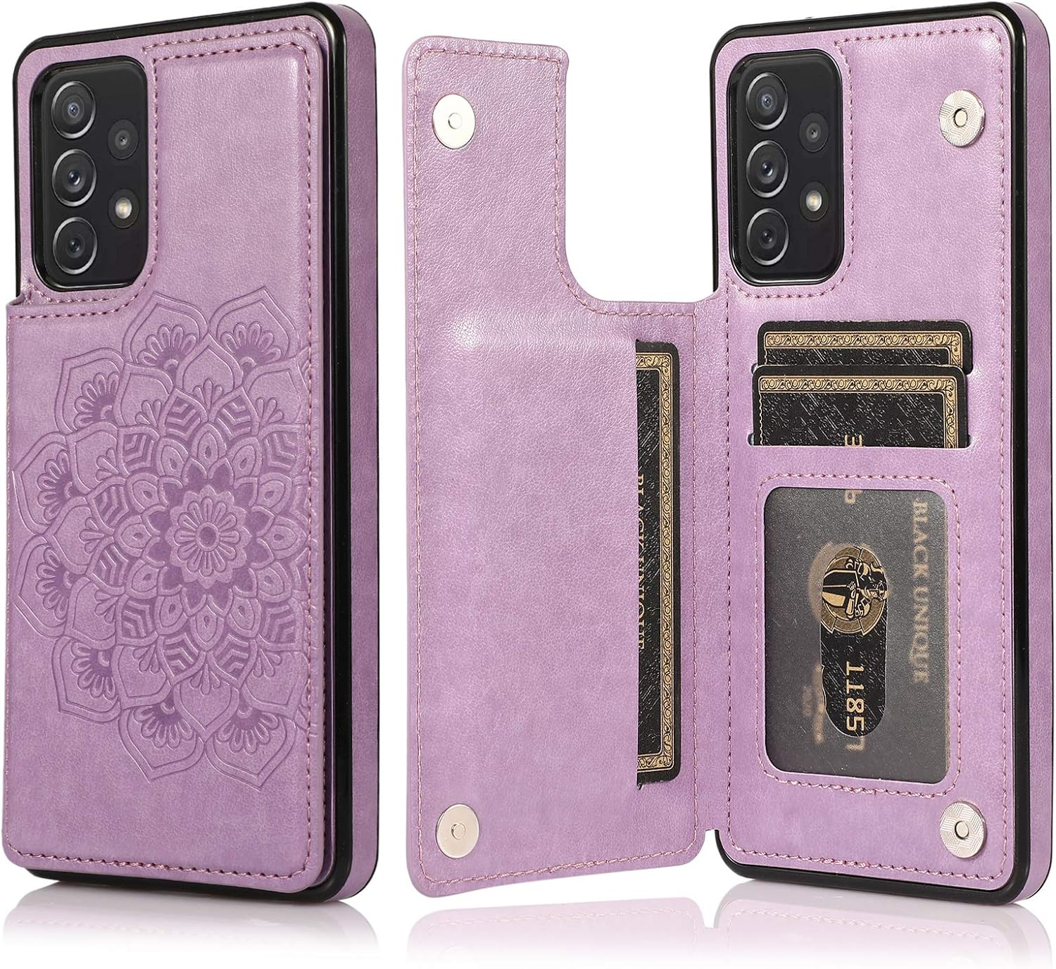 Cover Per Galaxy A72 4G/5G In Pelle PU Con Portafoglio E Slot Per Schede – Bravoday, Pratica E Resistente (Nero) - 2