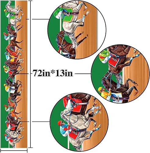 Miniatura 3 de Nepnuser Camino de mesa Kentucky Churchill Downs de carreras de caballos Derby temático decoración de fiesta del hogar, cocina, comedor, 72 pulgadas