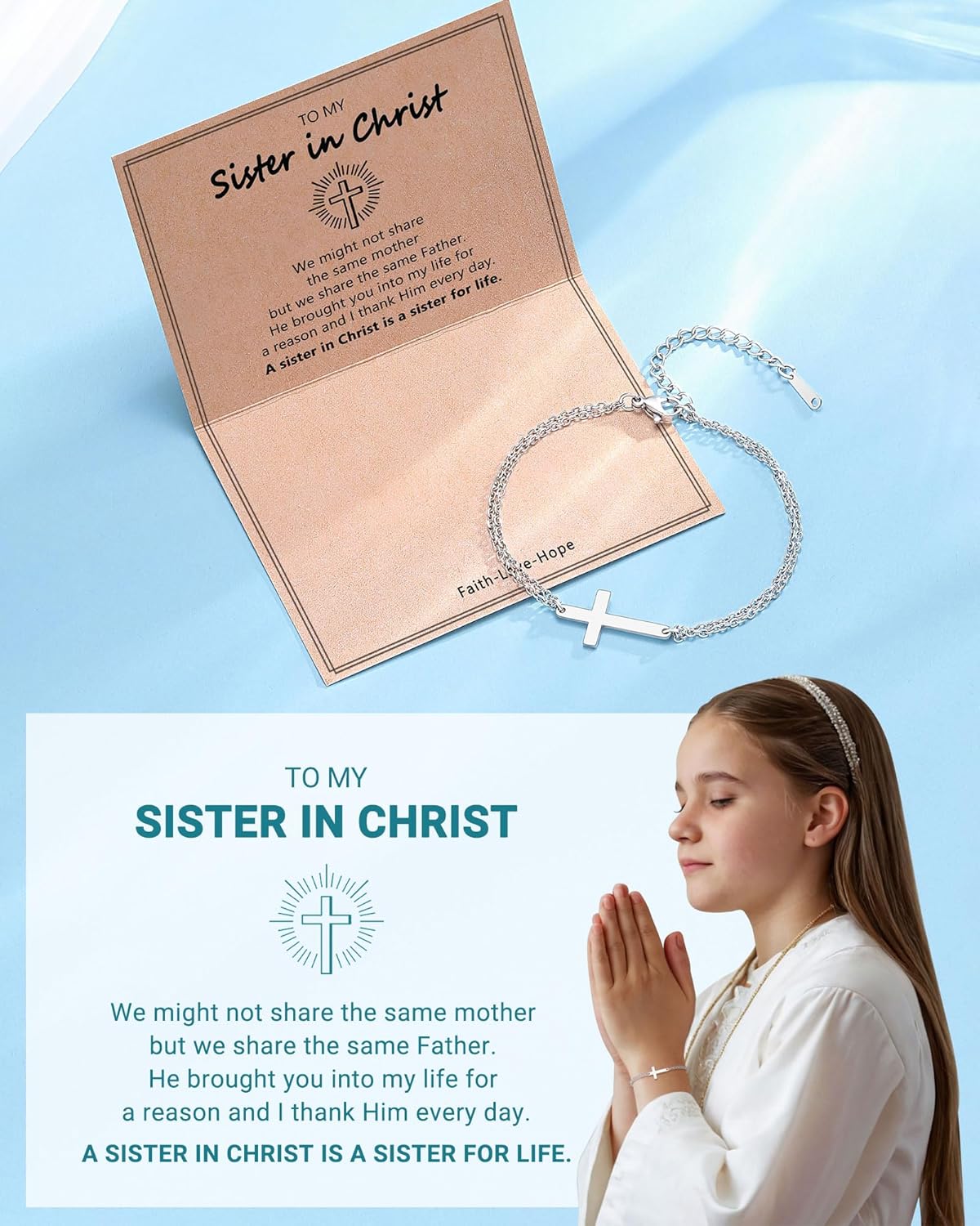 UPROMI Christian Gifts for Women, Best Friend Religious Gifts for Women Jewelry Cross Bracelet Easter Gifts for Women - Image 5