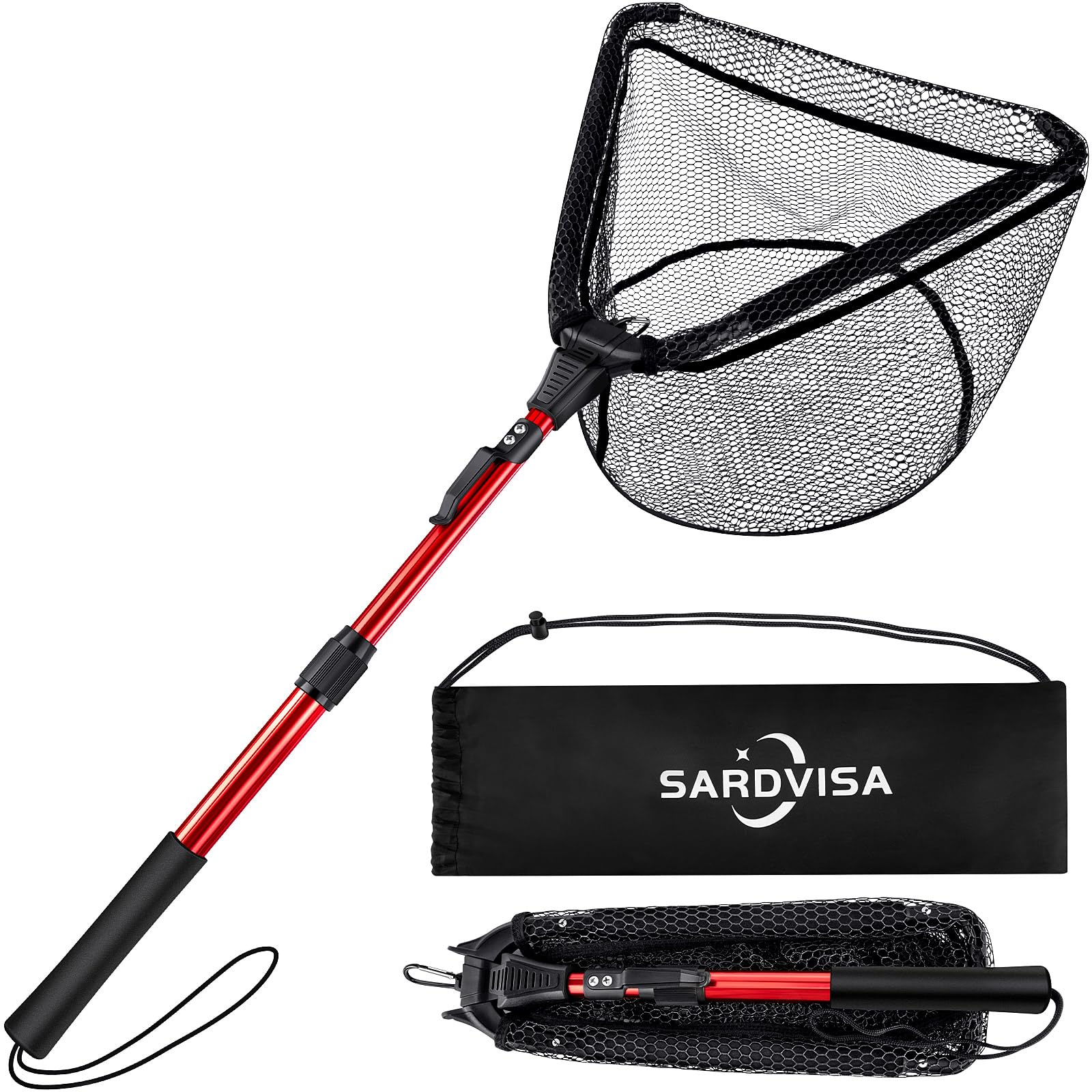 SARDVISA Foldable Floating Fishing Net, 27-35 Inch Telescoping Handle