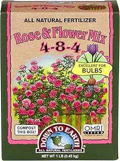 Down To Earth All Natural Fertilizers Organic Rose & Flower Mix - Plant Food for Roses, Bulbs, Flowers and Ornamentals 4-8-4, 1 lb