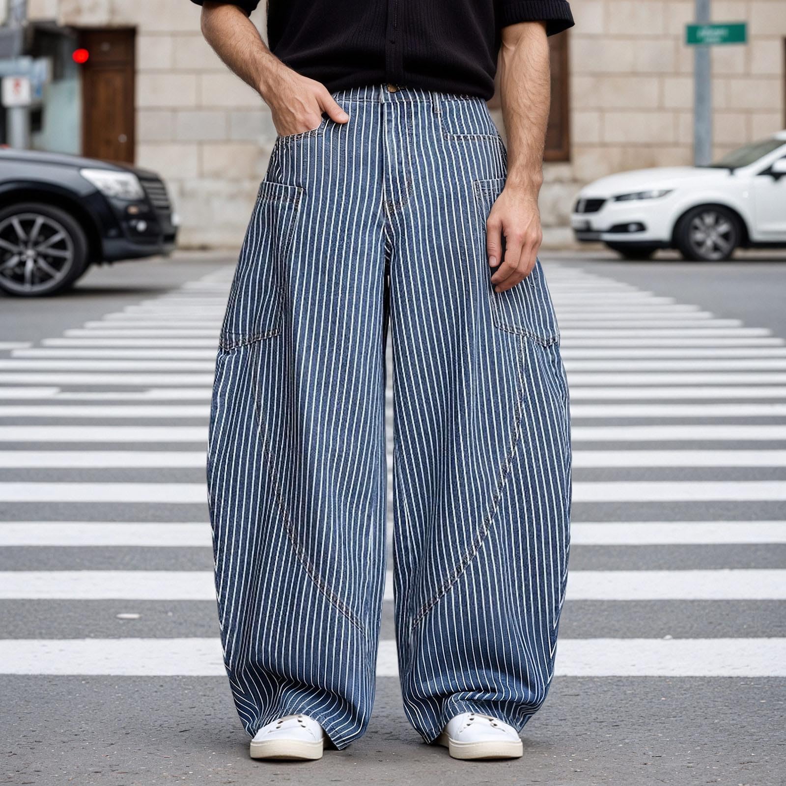 Jeans Uomo Baggy Elefante Loose Balloon Slim Moto Pantaloni Y2K Flare Larghi Invernali Flared Fit Cargo Jins Salopette