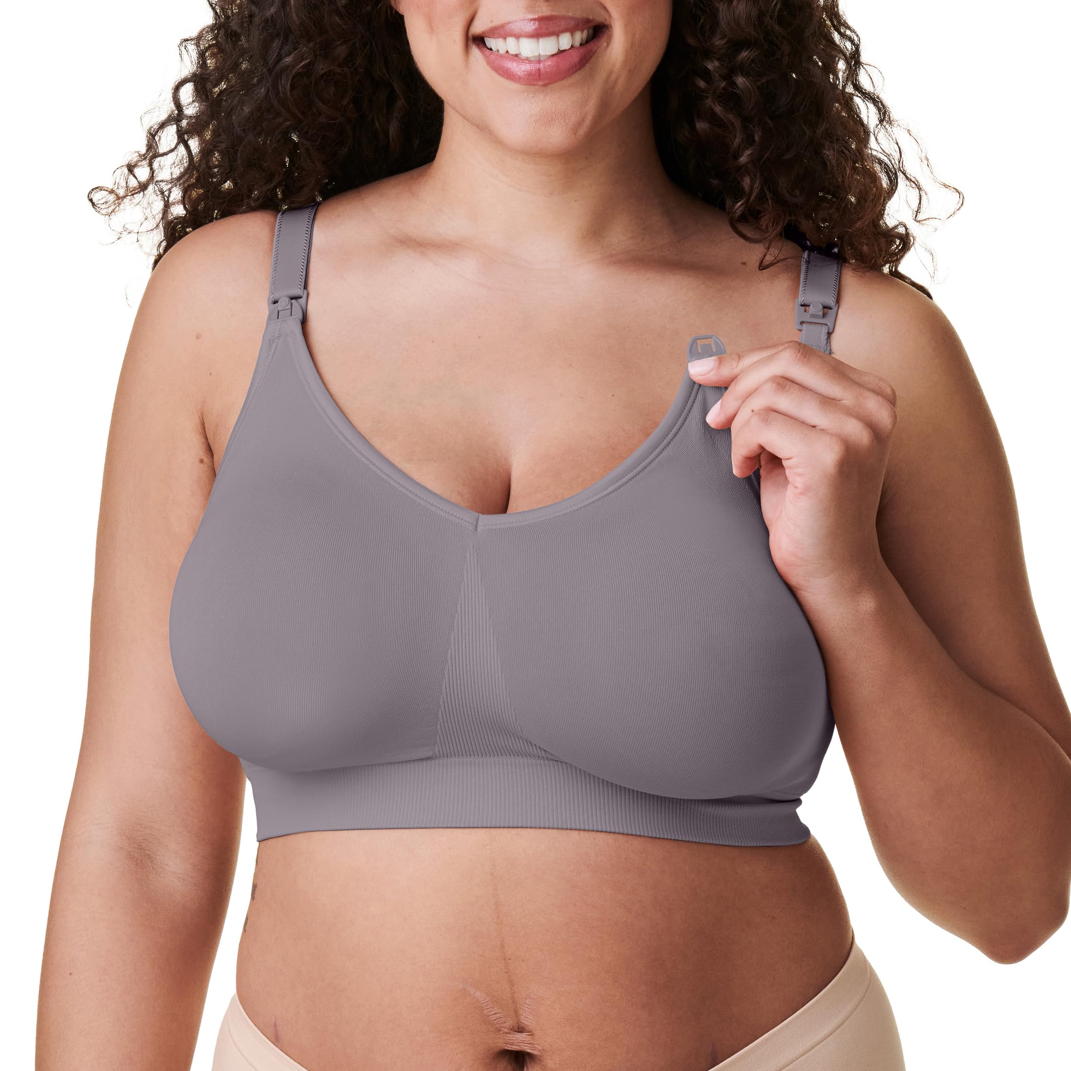 BRAVADO! DESIGNS Women's Body Silk Seamless Nursing Maternity Bra, Dusted PEO, Purple., XL