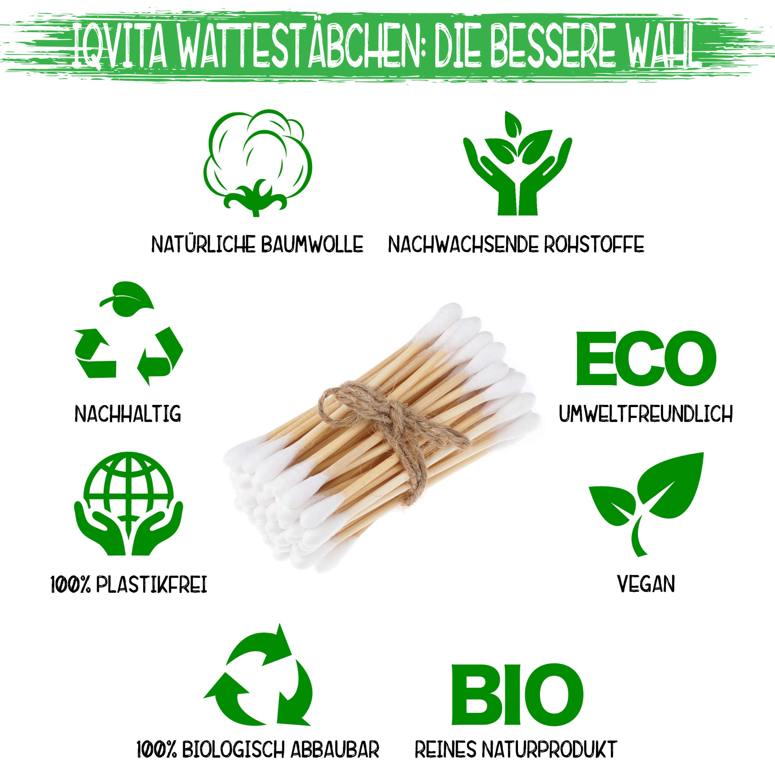 Besuche den iQVita- 1200 Bambus Wattestäbchen (6 x 200 Stück) – 100% Plastikfrei, Biologisch Abbaubar, Vegan & Nachhaltig – Reines Naturprodukt in use