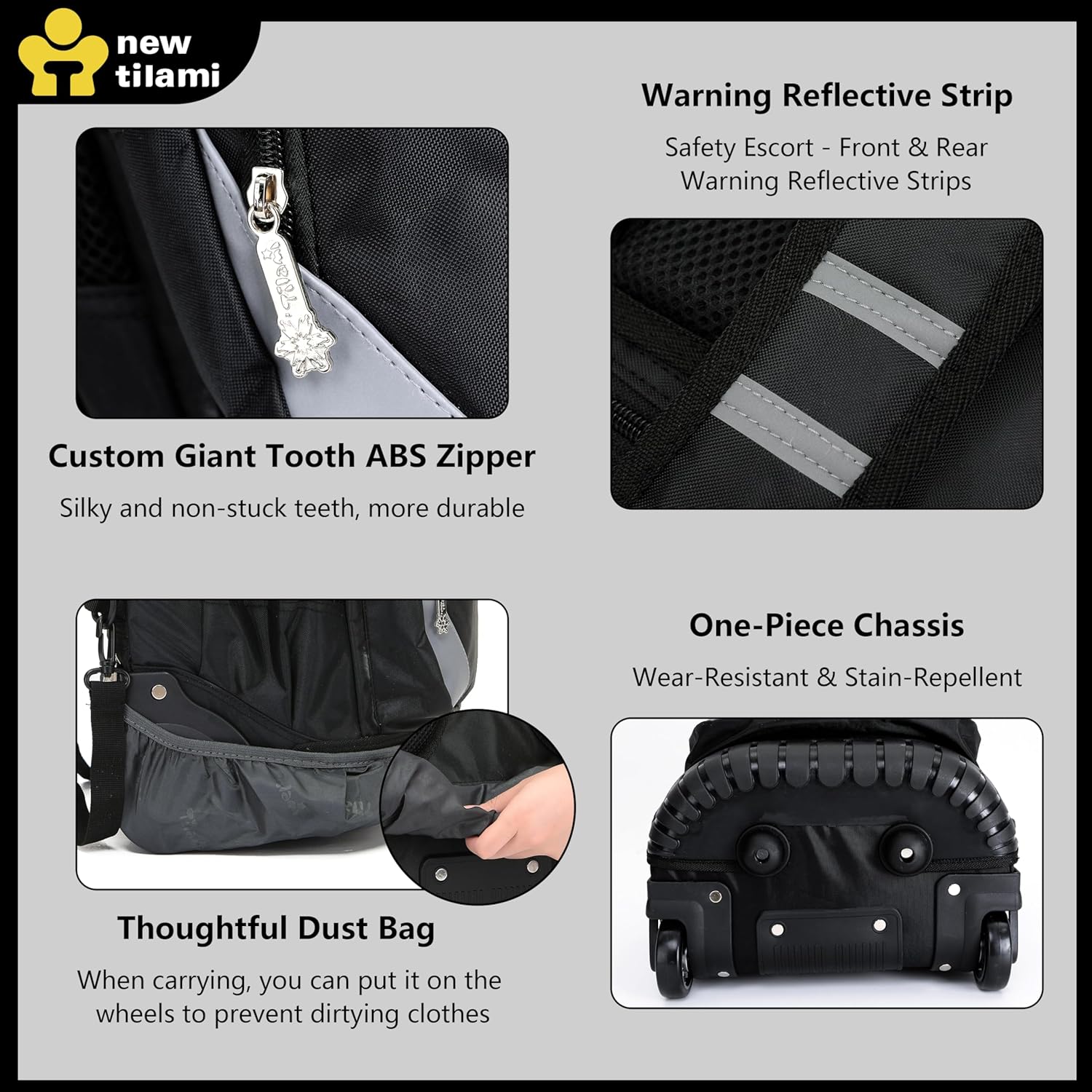 NEW TILAMI Rolling Backpack for Kids 18 Inch Wheeled Laptop Backpack Kids School Travel - Image 8