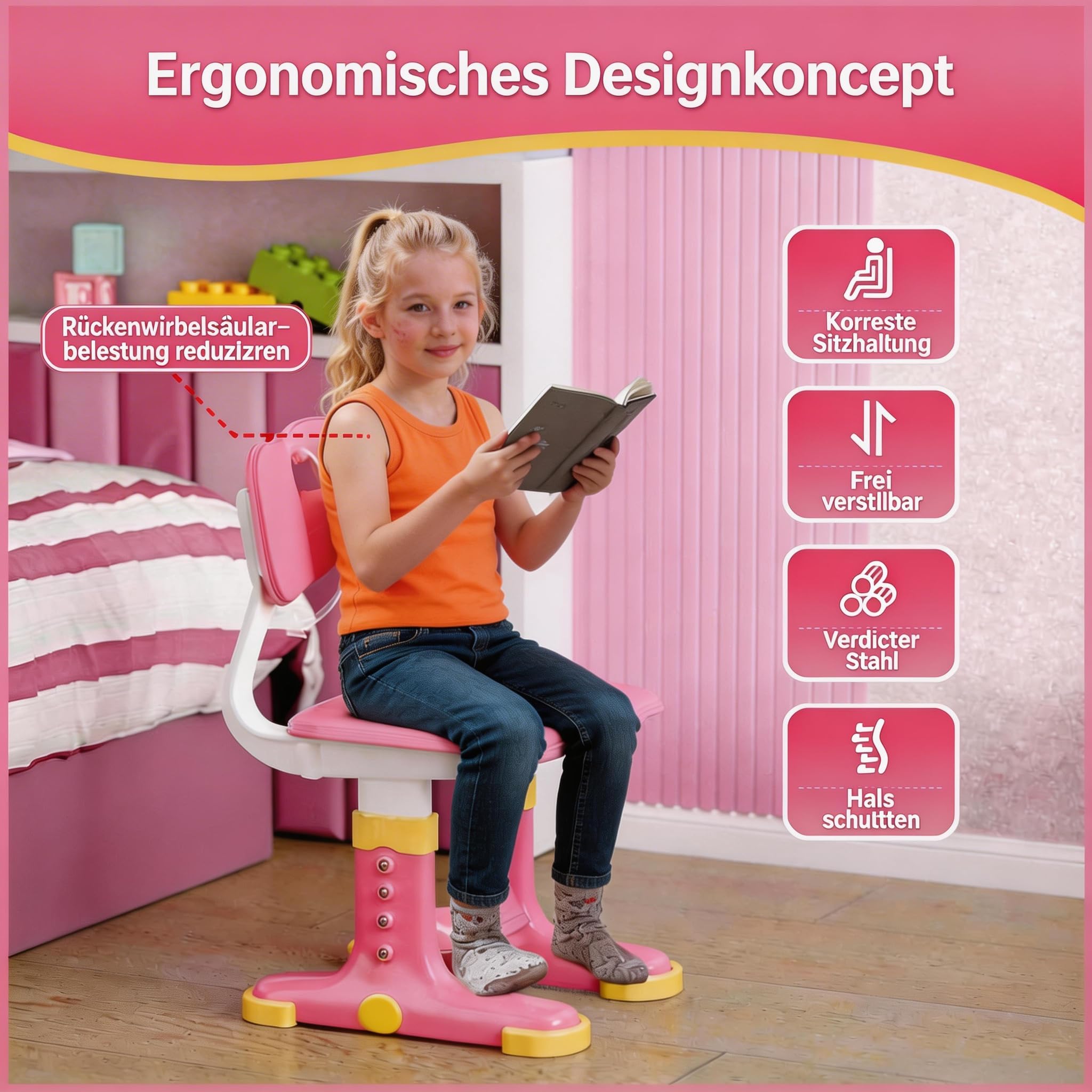 Escritorio Infantil Con Silla Ajustable En Altura Para Niña Pupitre Infantil Con Cajon De Almacenamiento Diseno Ergonomico Para Estudiar Dibujar Y Hacer Deberes En Casa Mesa De Estudio Comoda
