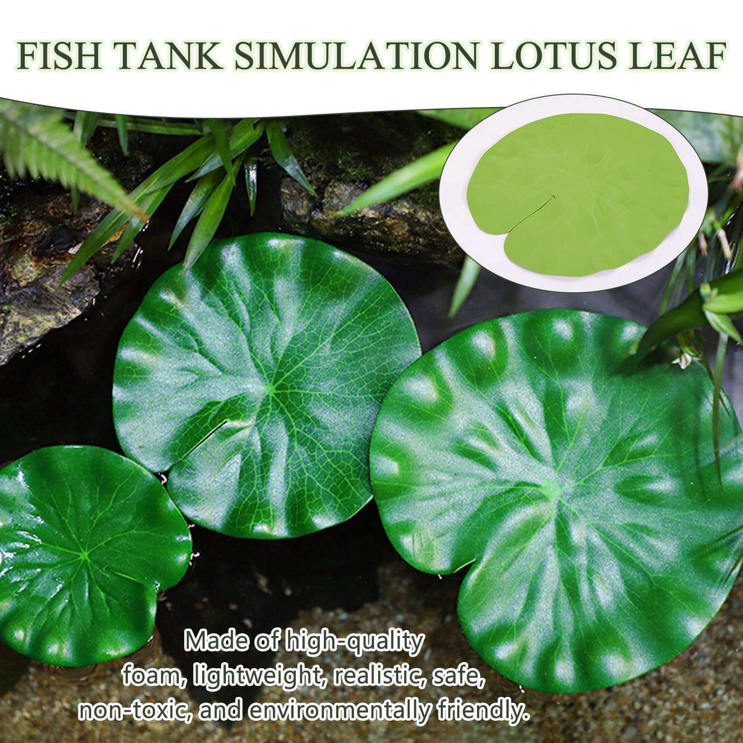 10 Pezzi Foglie di Loto Artificiali, Ornamenti Galleggianti in Plastica per Laghetti di 5 Dimensioni, per la Decorazione del Paesaggio del Giardino di Casa, Laghetti per Pesci, Acquari, Piscine