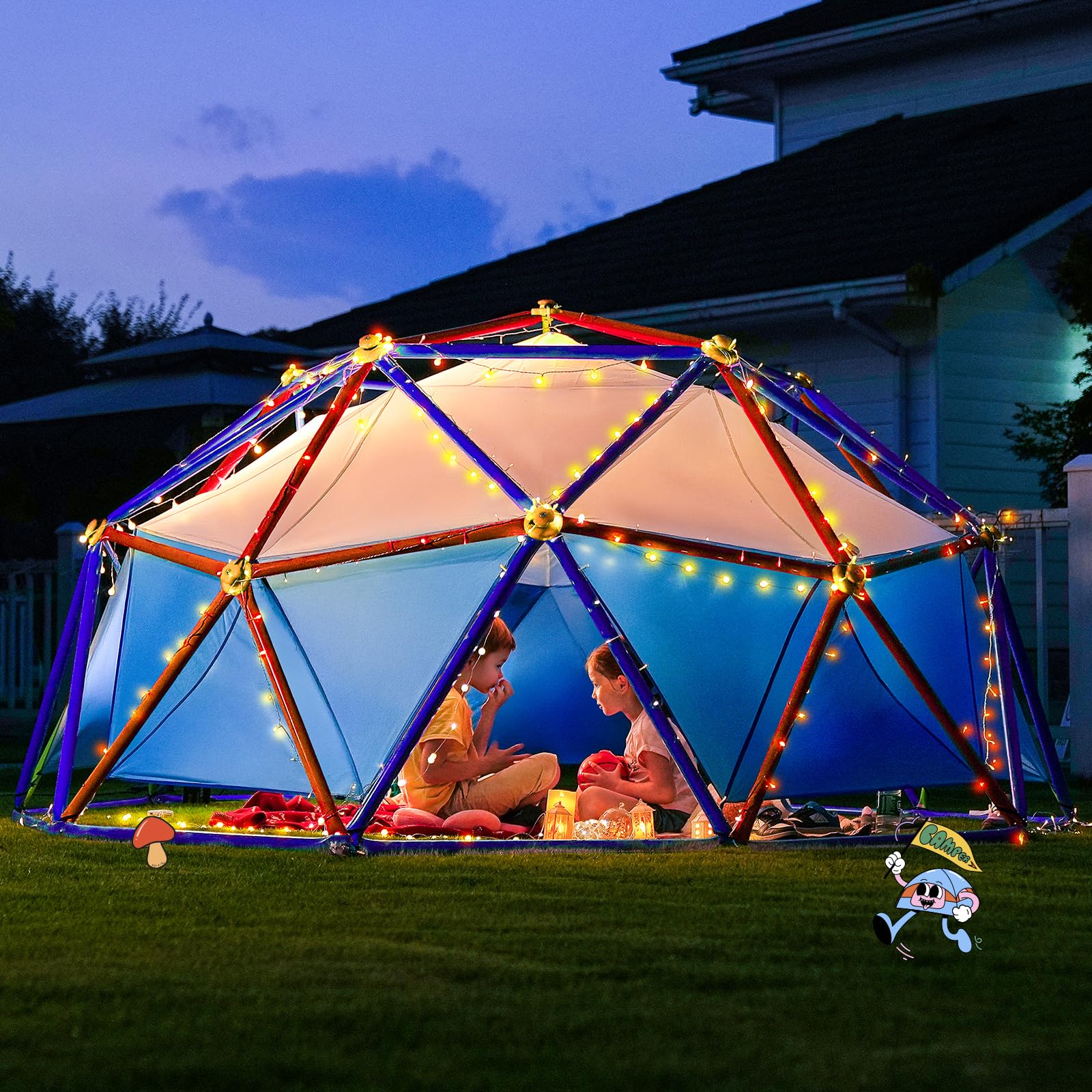 Zupapa New Upgraded Outdoor Geometric Dome Climber with Tent, 1000LBS Weight Capability, 3D Assembly Video, Suitable for 1-6 Kids Climbing Frame (
