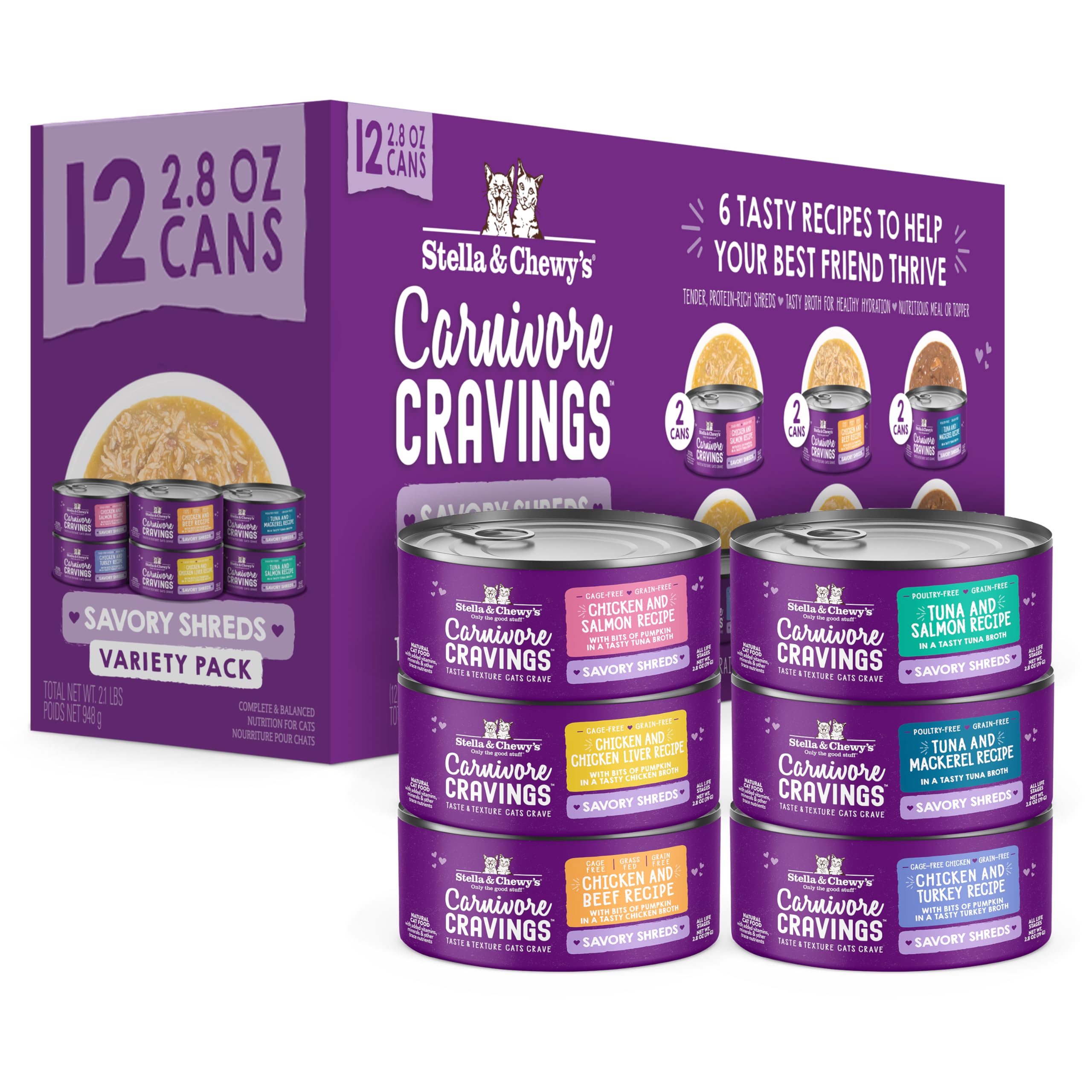 Stella & Chewy’s Carnivore Cravings Savory Shreds Variety Pack