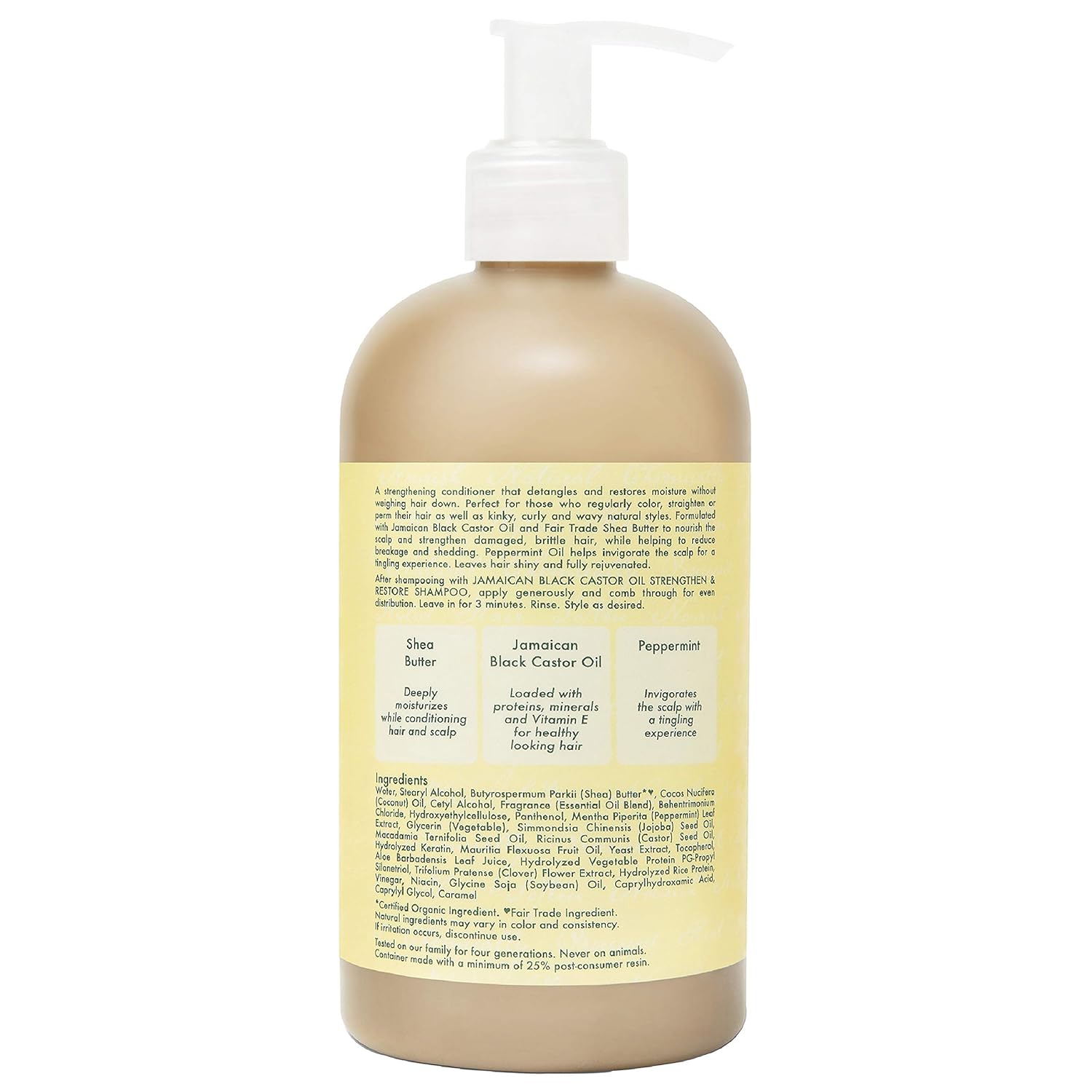 SheaMoisture Strengthen and Restore Rinse Out Hair Conditioner to Intensely Smooth and Nourish Hair 100% Pure Jamaican Black Castor Oil with Shea Butter, Peppermint and Apple Cider Vinegar 13 oz : Beauty & Personal Care