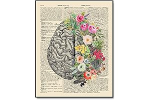 Cerebrum Floral Anatomy Poster - Cognitive Canvas Wall Art for Med School...