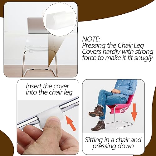 Miniatura 2 de Suiwotin 24 fundas rectangulares de 0.551 pulgadas para patas de silla, protectores antideslizantes para rieles de silla, protectores de pies de