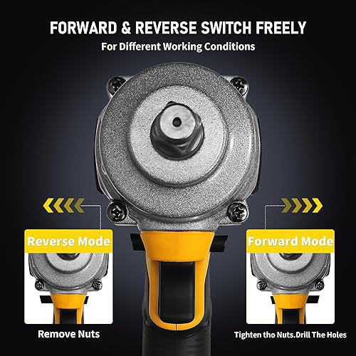 Miniatura 8 de Llaves de impacto eléctricas, llave de impacto inalámbrica de 12 pulgada, kit de pistola de impacto de potencia con 1000 N.m, destornillador de