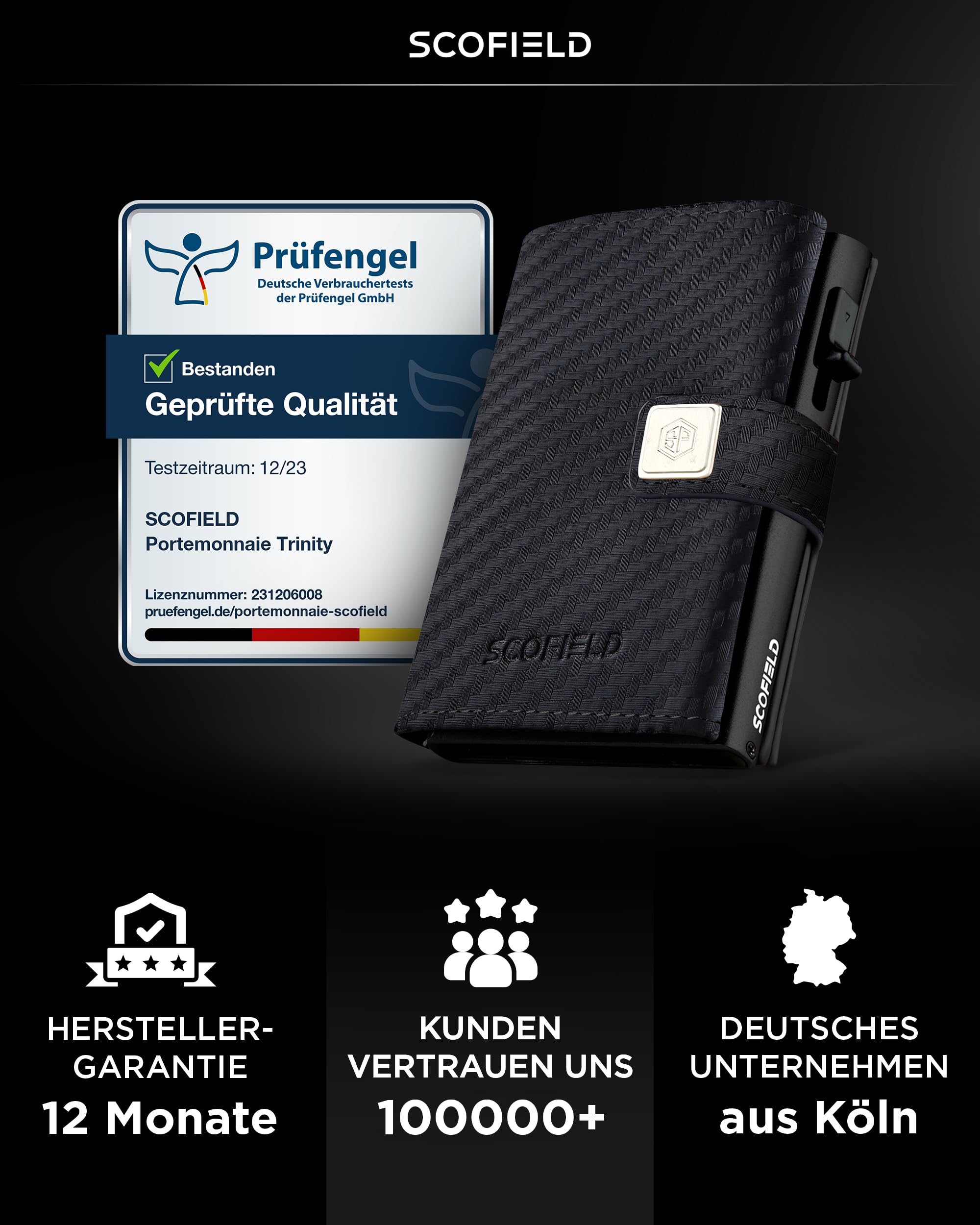 SF SCOFIELD Portfel męski | portfel męski na 11-12 kart | portfel ochrona RFID | portmonetka | portfel dla mężczyzn | Smart Wallet | etui na karty kredytowe | Slim Wallet | etui na karty małe, Carbon