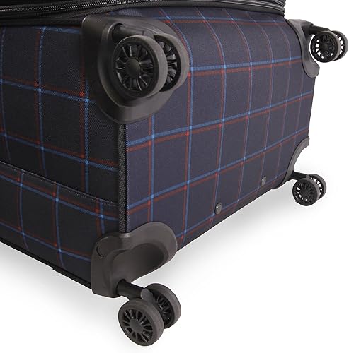 Vista 5 de Penguin Norton - Juego de 3 maletas extensibles con ruedas giratorias, Azul marino a cuadros), OP-EV-T400-3