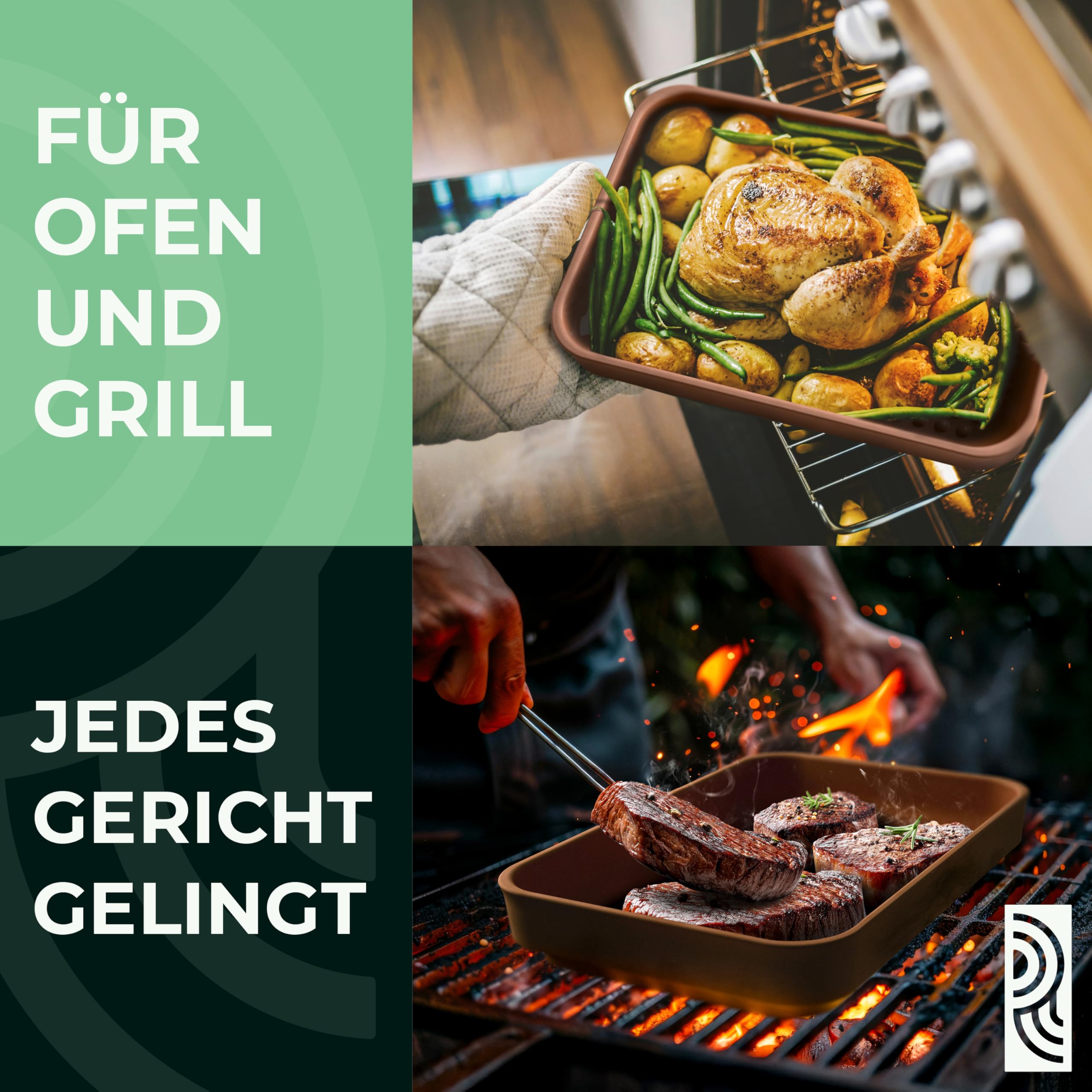 myromy® BBQ Plancha Keramik, Grillplatte & Grillschale, Handmade Germany