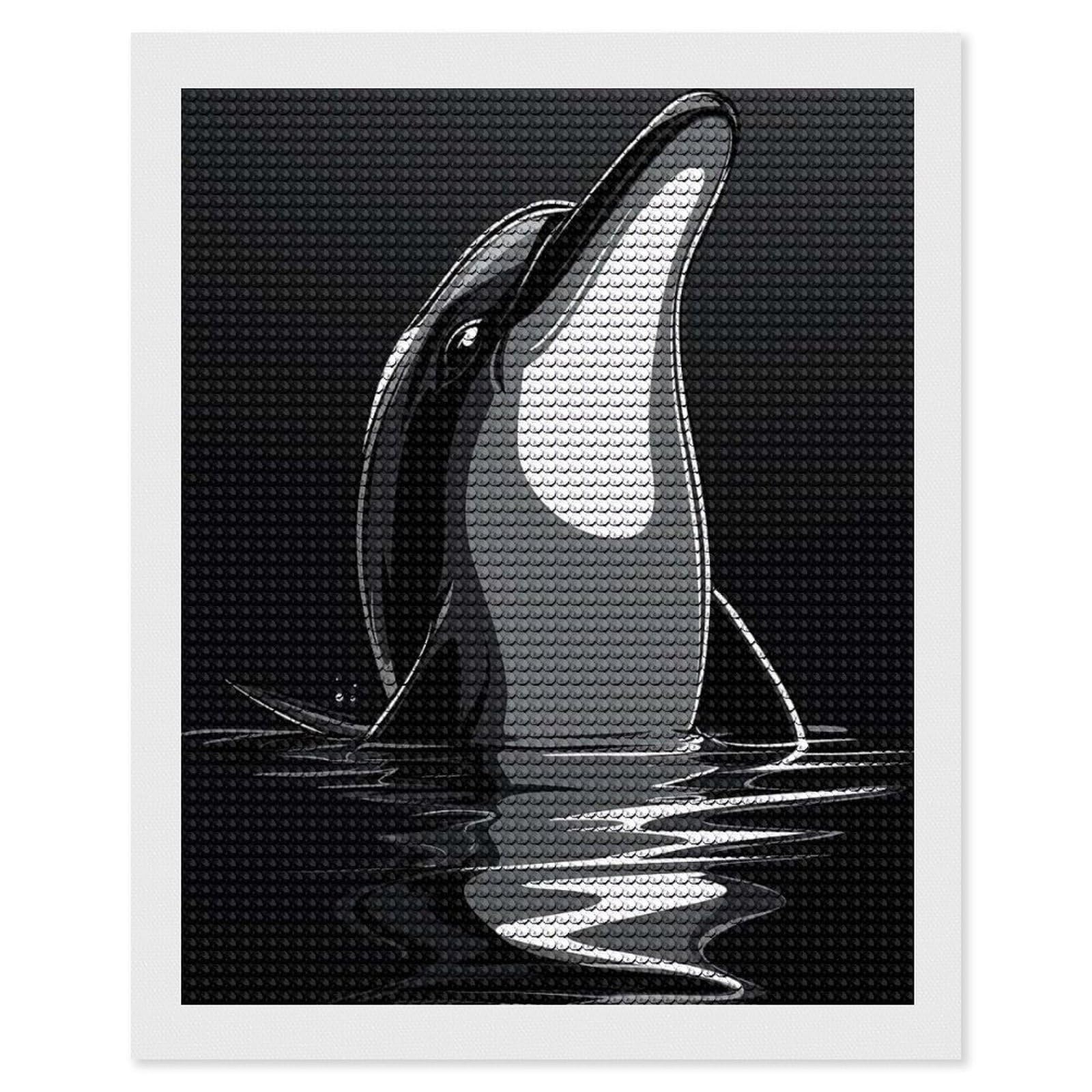Junmoney Dolphin Silhouette Diamond Painting Set 16"x20", Holiday Gift Idea, for Creative Relaxation, Fun Craft Experience, Vintage Style Decor