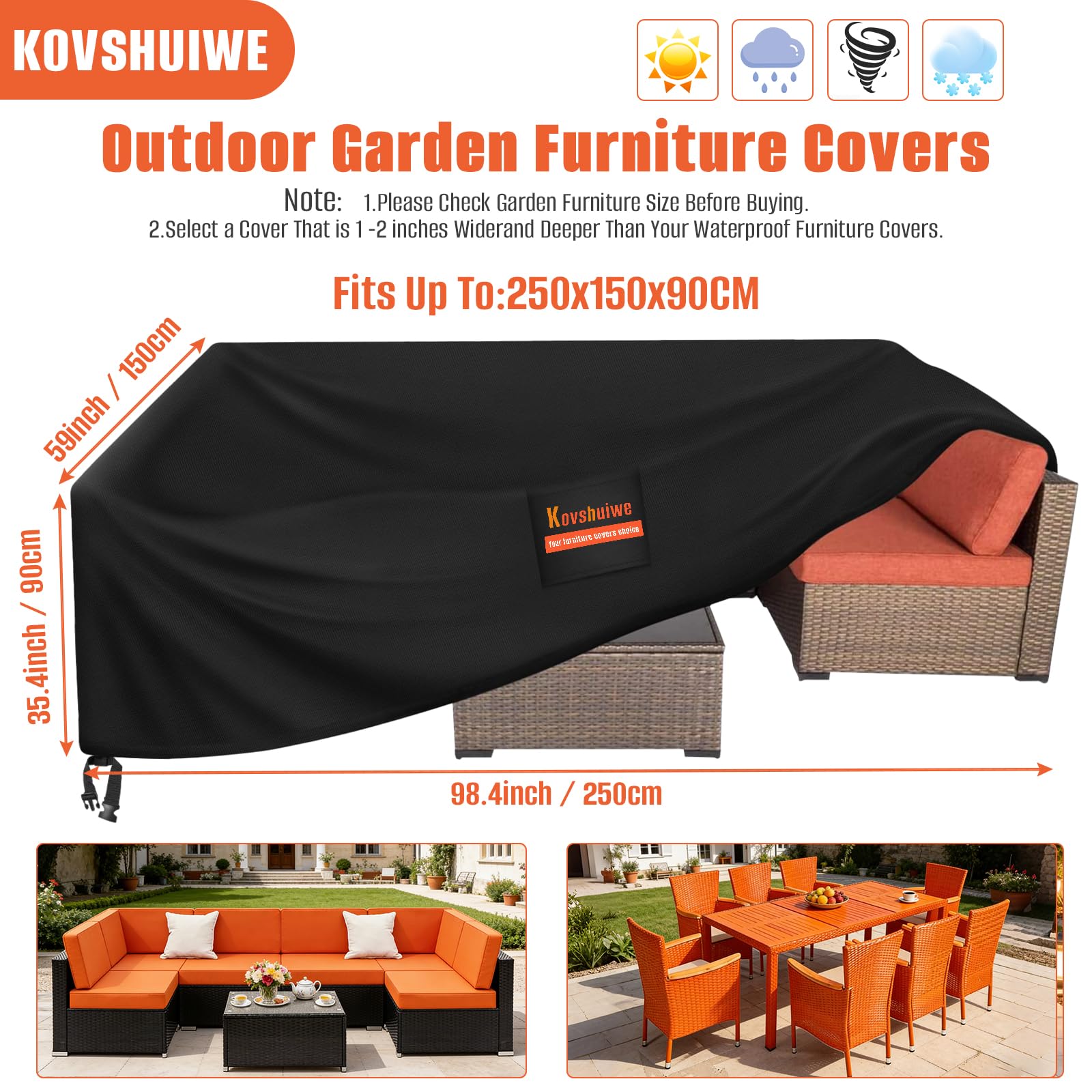 Copertura Tavolo Giardino 250x250x90cm Impermeabile Anti-UV Nero Oxford
