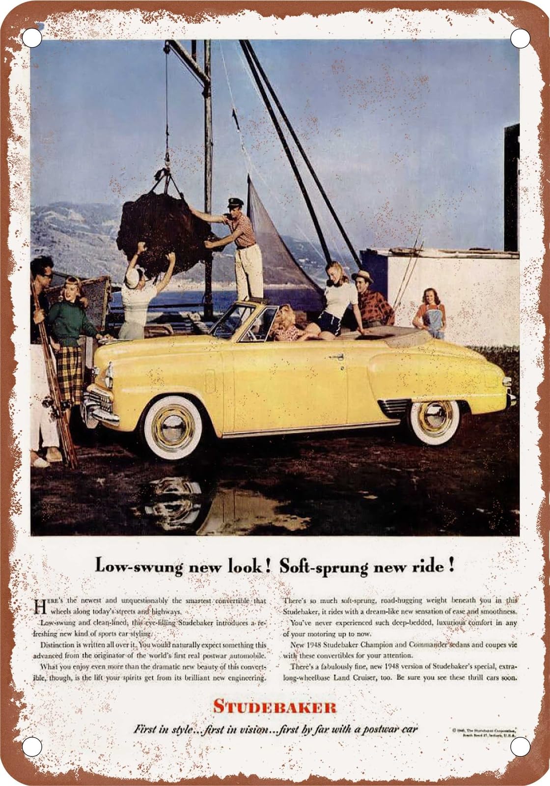 Miaomansenstore Metal Sign - 1948 Studebaker Vintage Ad 06 - Old Retro Rusty Look Home Decor