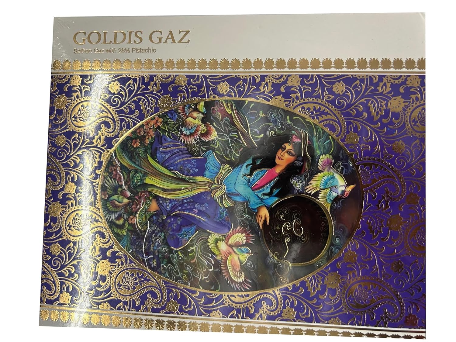 Goldis Persian Saffron Gaz with 28% Pistachios, Traditional Nougat Candy, 12.3 oz (350g)