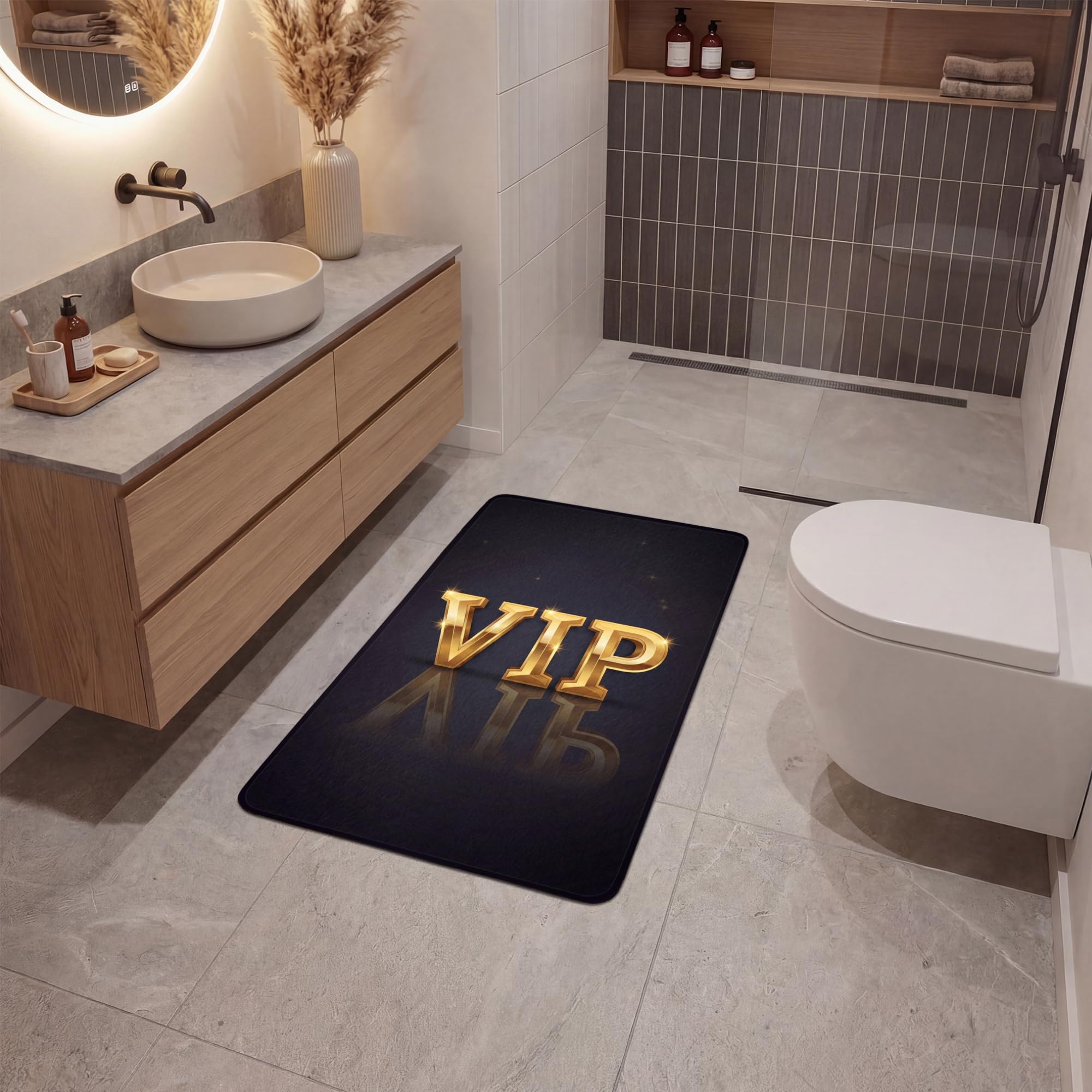 Alfombras Baño Rectangular 60x90 cm Alfombra Ducha Lavable Tapete Bath Mat Non Slip Antideslizante Bathroom Decoracion Shower VIP - Oro - Destello