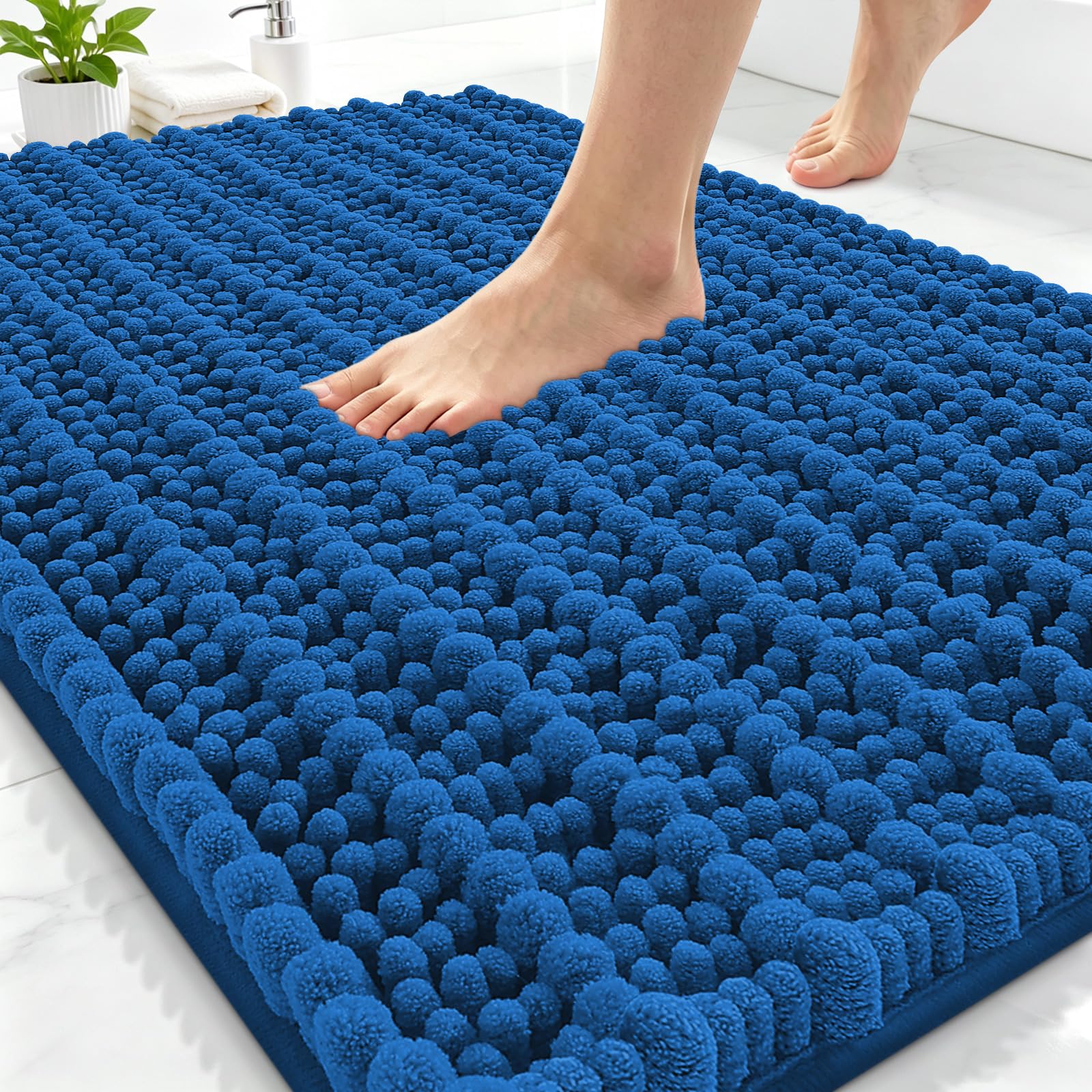 Smiry Bathroom Rugs 30X20, Extra Soft Rubber Backing Chenille Bath Mats