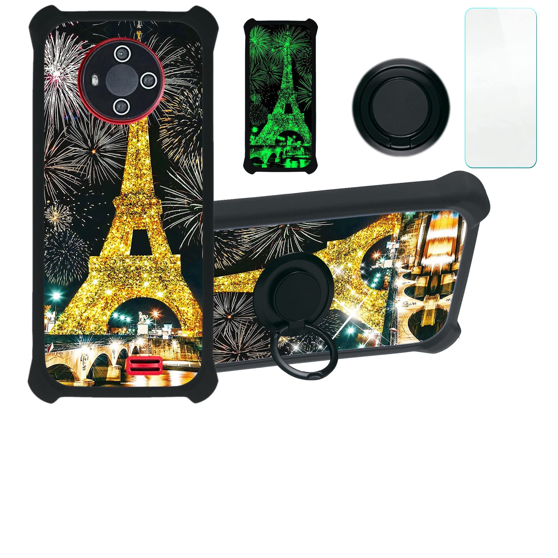 jioeuinly Lush Mint Lm5424g Case Compatible with Lush Mint Lm5424g Phone Case Cover [with Tempered Glass Screen Protector][Hard PC + Soft Silicone][Gold Glitter+Luminous] JSH-TT