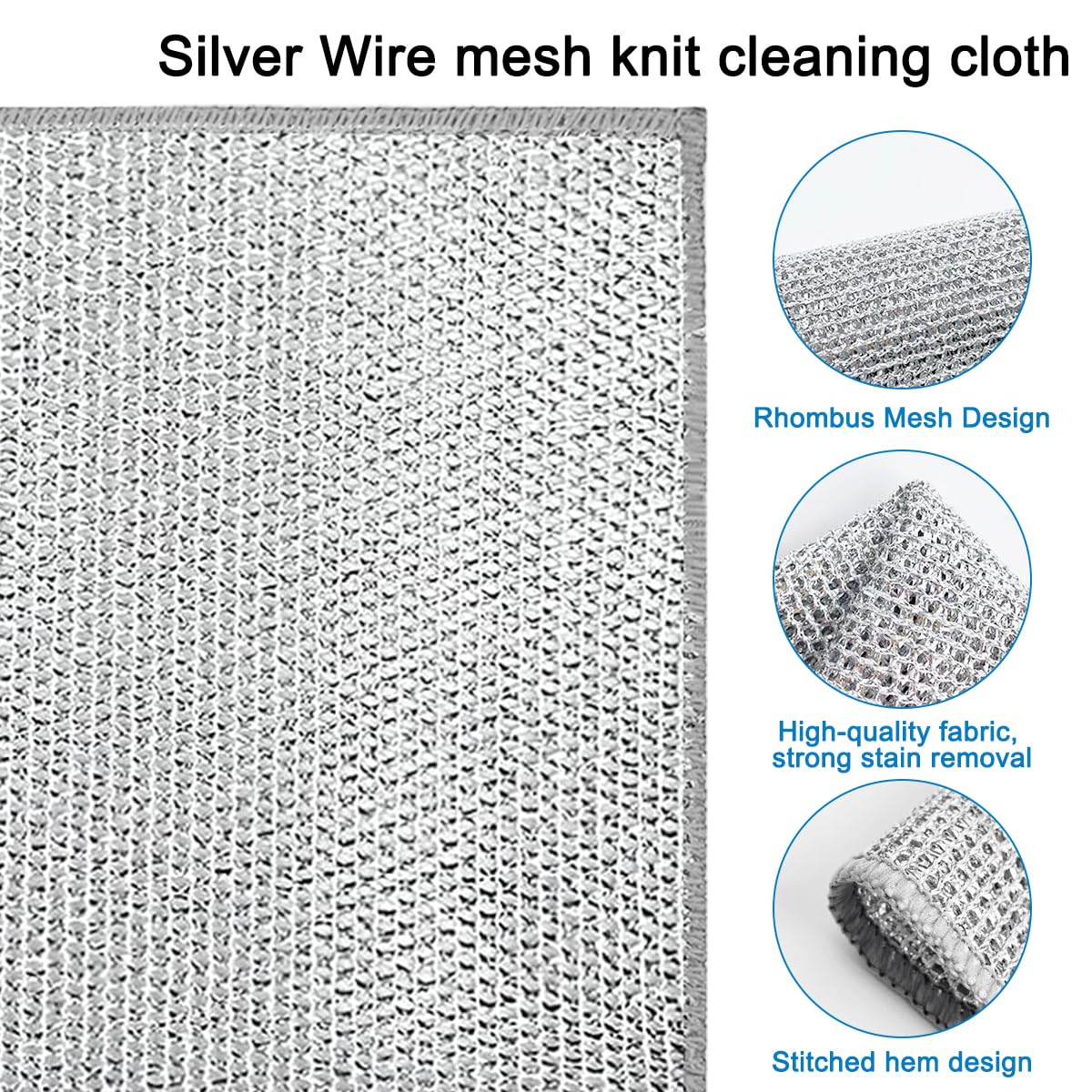 YuCool 8 Pcs Double Layer Wire Dishwashing Cloths Non-Scratch Wire Dishwashing Rags for Wet and Dry,Multifunctional Wire Dish Cloth Lint Free Duster Cloth for Kitchen Dish Sink Stove Top - Image 3