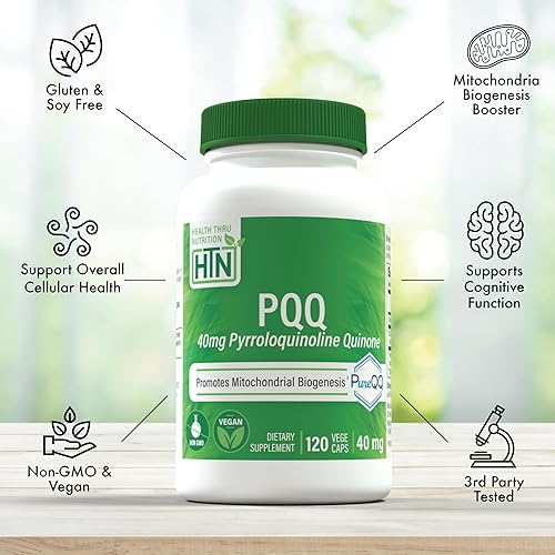 Miniatura 4 de PQQ - 40 mg de pirroloquinolina quinona como PureQQ  Promueve la biogénesis mitocondrial  Vegano sin gluten sin OMG  por Health Thru Nutrition