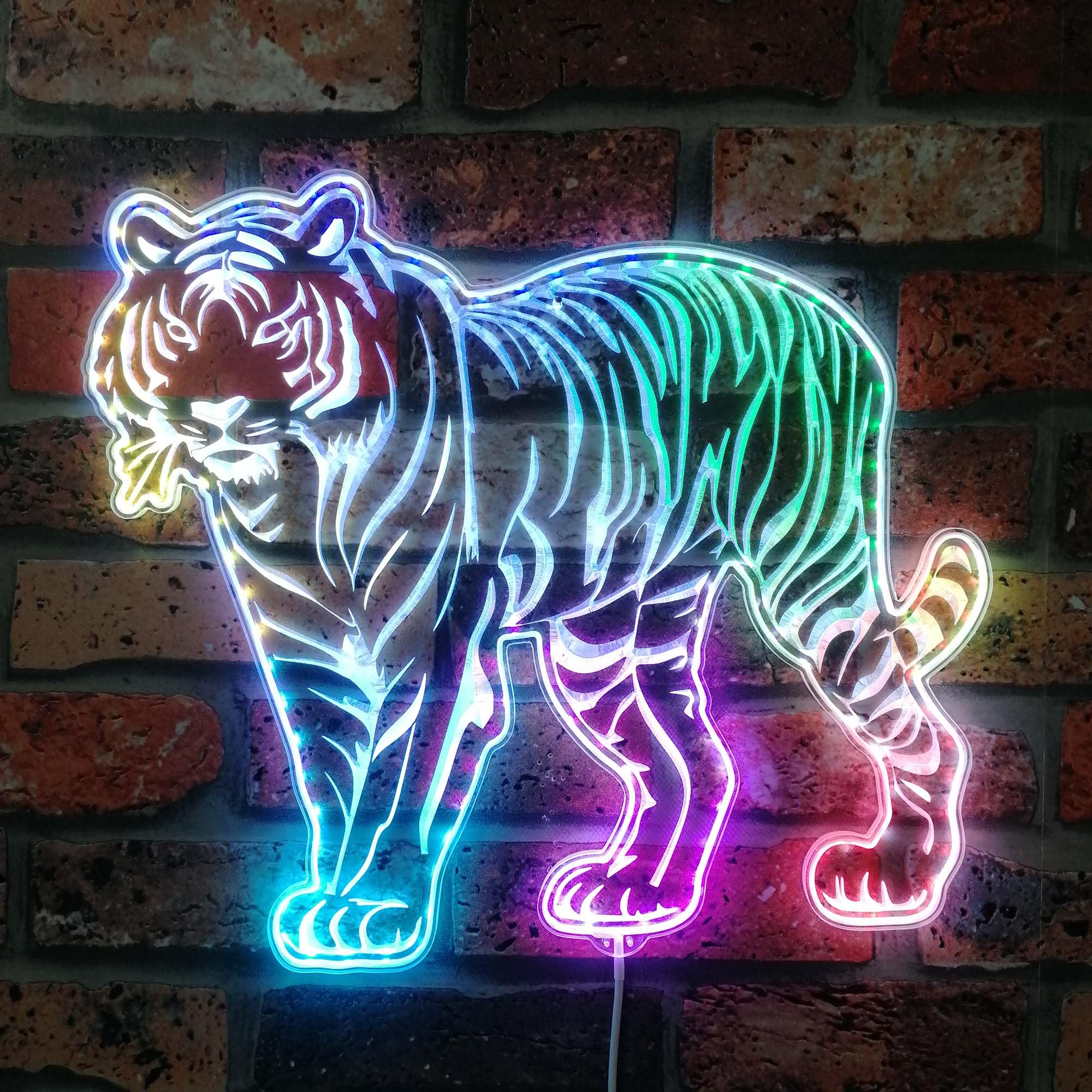 ADVPRO Bengal Tiger Stand RGB Dynamic Glam LED Sign - Cut-to-Edge Shape - Smart 3D Wall Decoration - Multicolor Dynamic Signage st06s43-fnd-i0308-c