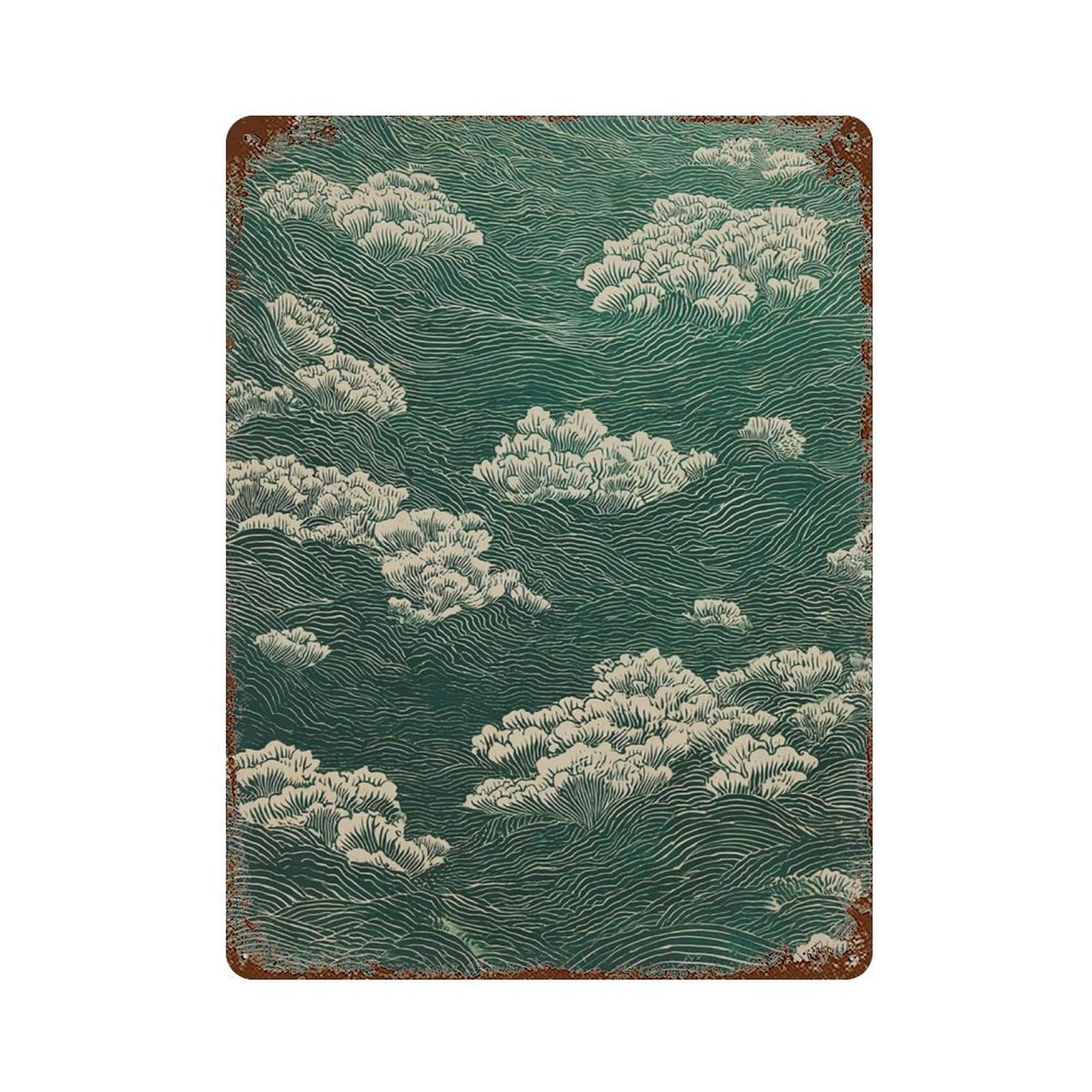 xiaoxiaoshen Abstract Coral Pattern Japanese Wall Decor Art Metal Tin Poster Modern Home Decor Art Home Bar Shop Decorations Vintage Sign 40x30cm