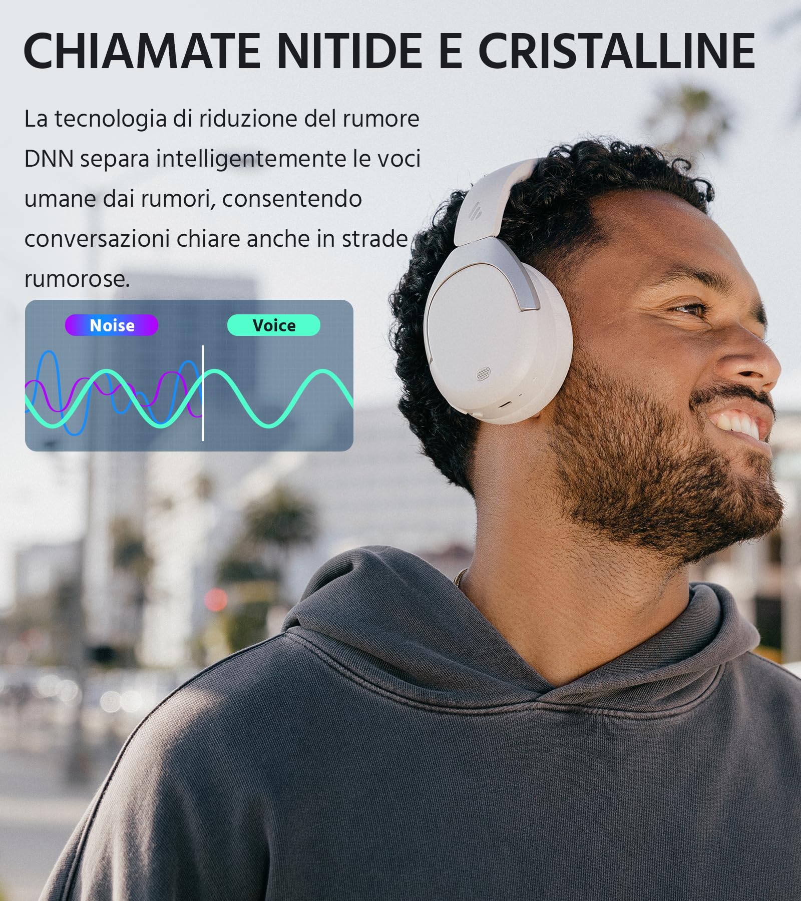 Edifier W830NB Cuffie Over Ear Bluetooth V5.4, Cancellazione Rumore Attiva Ibrida -45dB, Autonomia di di 94 ore, Hi-Res Wireless con LDAC, Audio Spaziale, Ricarica Rapida, Connessione Multipoint - Vista 6