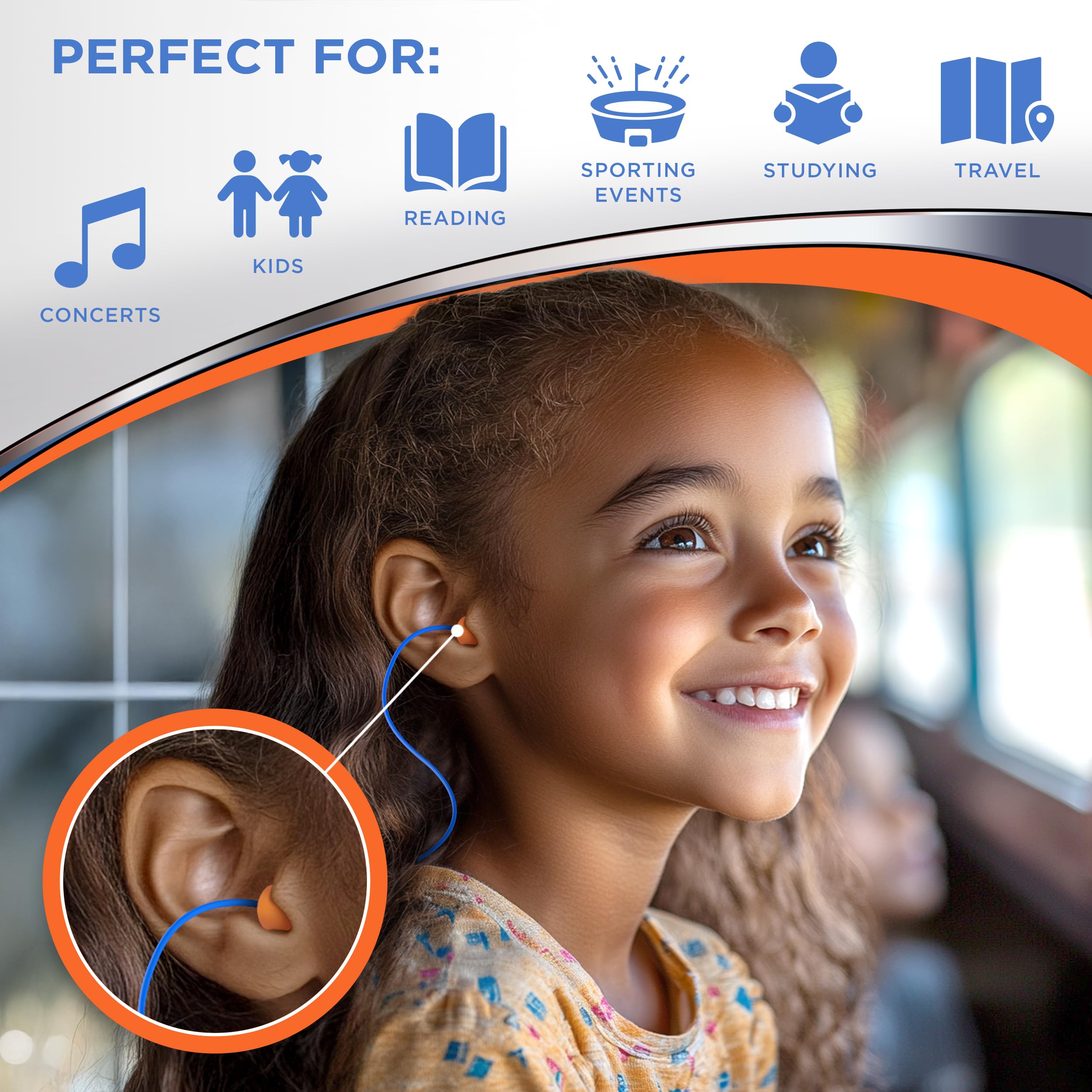 HEAROS Just for Kids Foam Ear Plugs, NRR 28, 3 Pairs, X-Small, Corded Hearing Protection (0005) — Amazon image 5