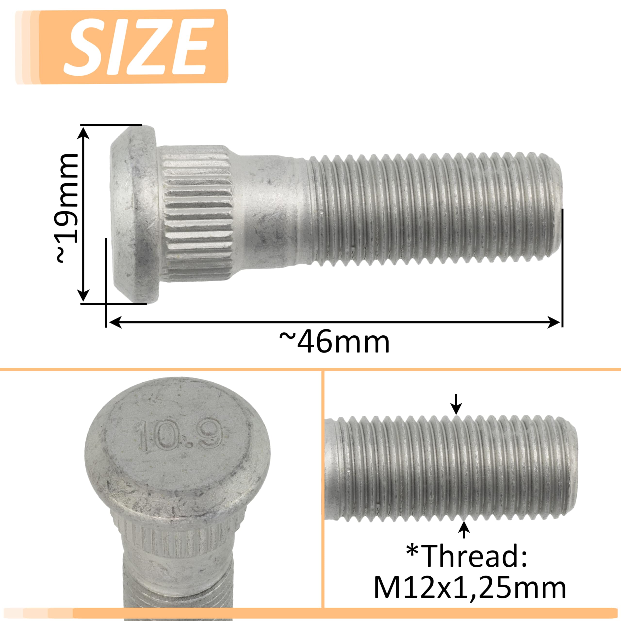 AERZETIX C77700 2x Bulloni ruota M12x1.25 compatibile OE 43222-25B00 43222-25B60 43222-41B00 432225V200