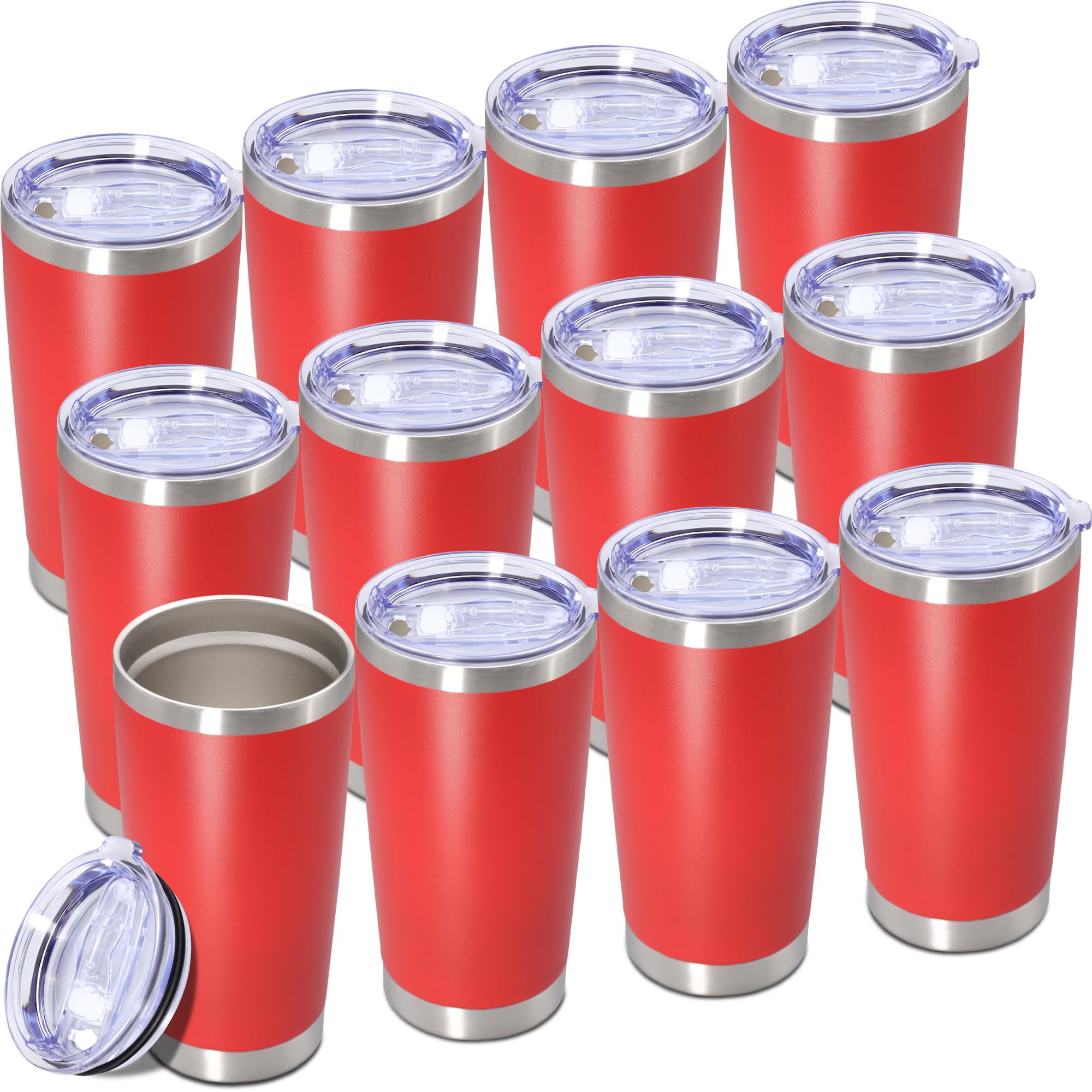 20oz Tumbler Insulated Tumblers Vacuum Coffee Mug with Lid Red 12Pack