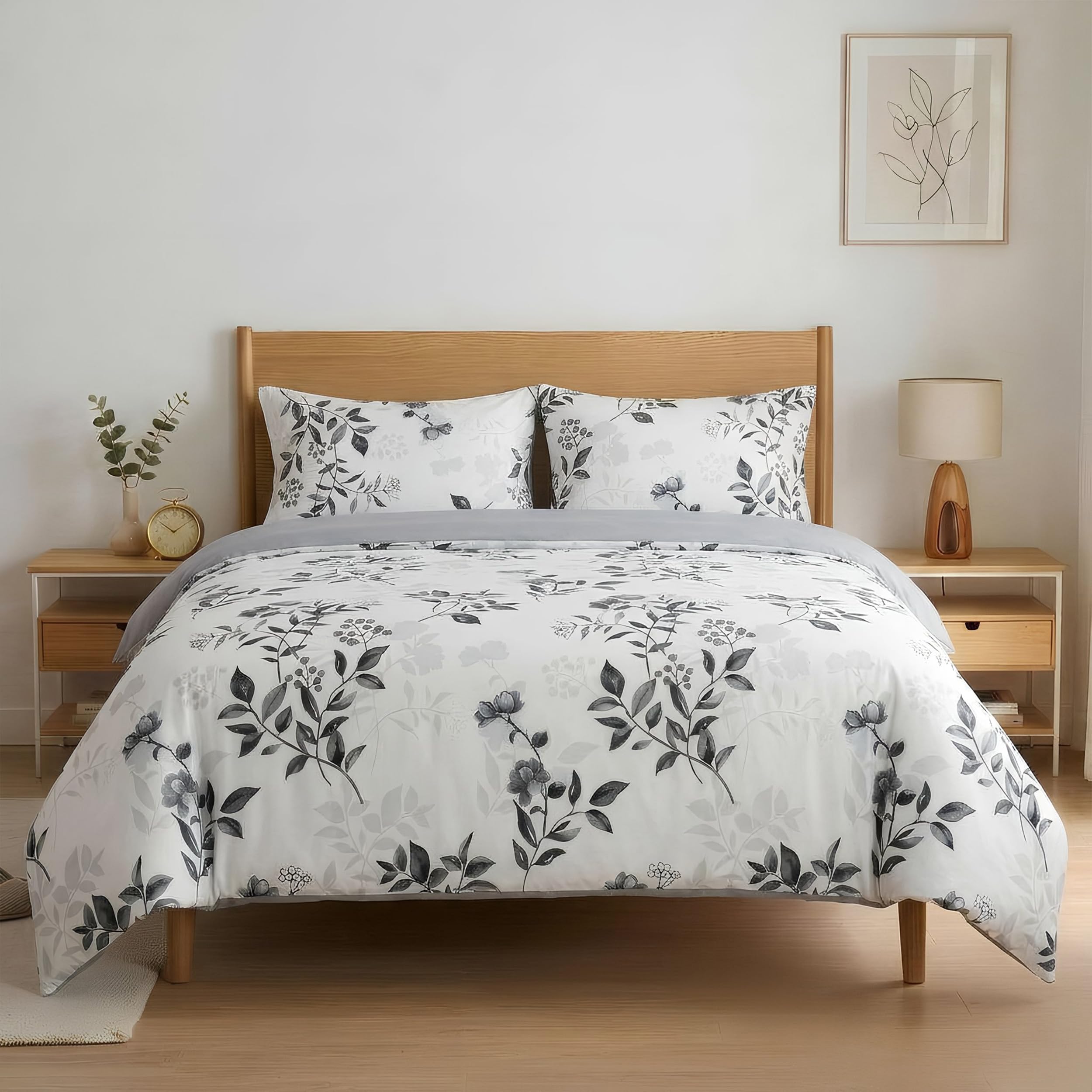 Etrexonline Juego de Funda Nórdica 4 Piezas Cama 150 Microfibra Suave Transpirable - 1 Funda Edredón 220x240 cm, 1 Bajera 150x200+30 cm y 2 Fundas de Almohada 50x75 cm (Pluma Azul) — view 23