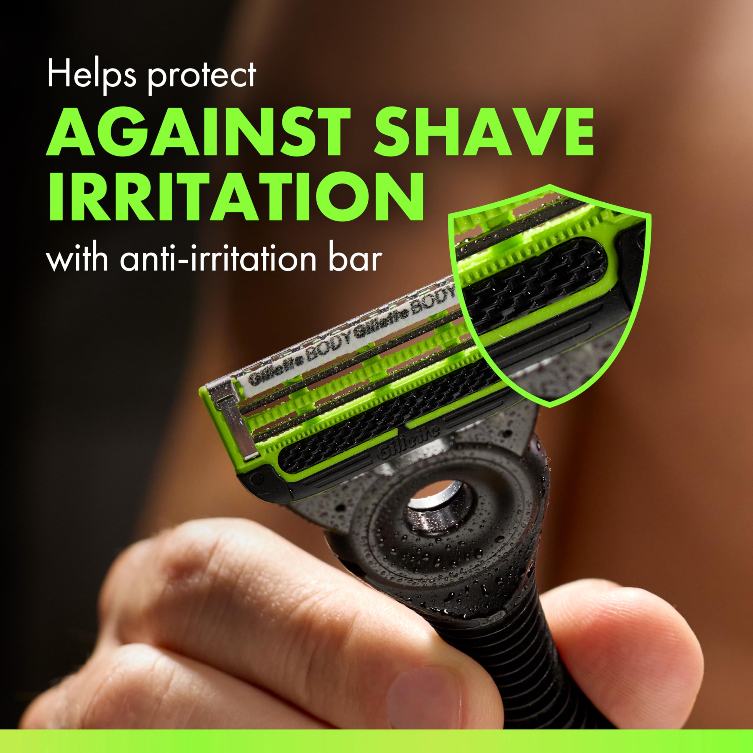 GilletteLabs Body + Intimate Razor Blade Refill Cartridges, 2 Blades and Precision Trimmer, Anti-ingrown Bar, Anti-irritation Bar, Long-lasting Lubrastrip, 12 Cartridges — view 3